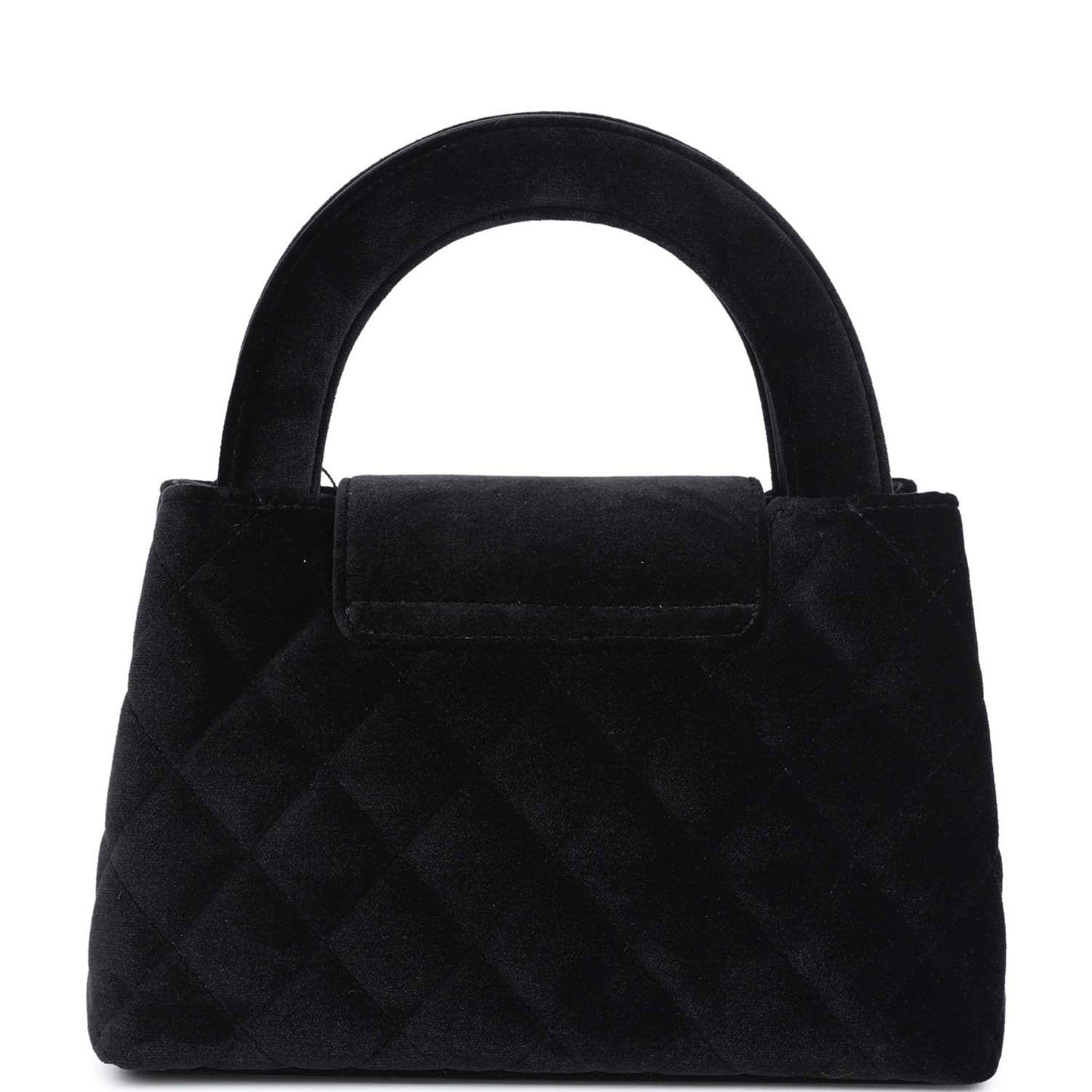 Chanel Small Kelly Shopper Black Velvet Brushed Gold Hardware Handbag