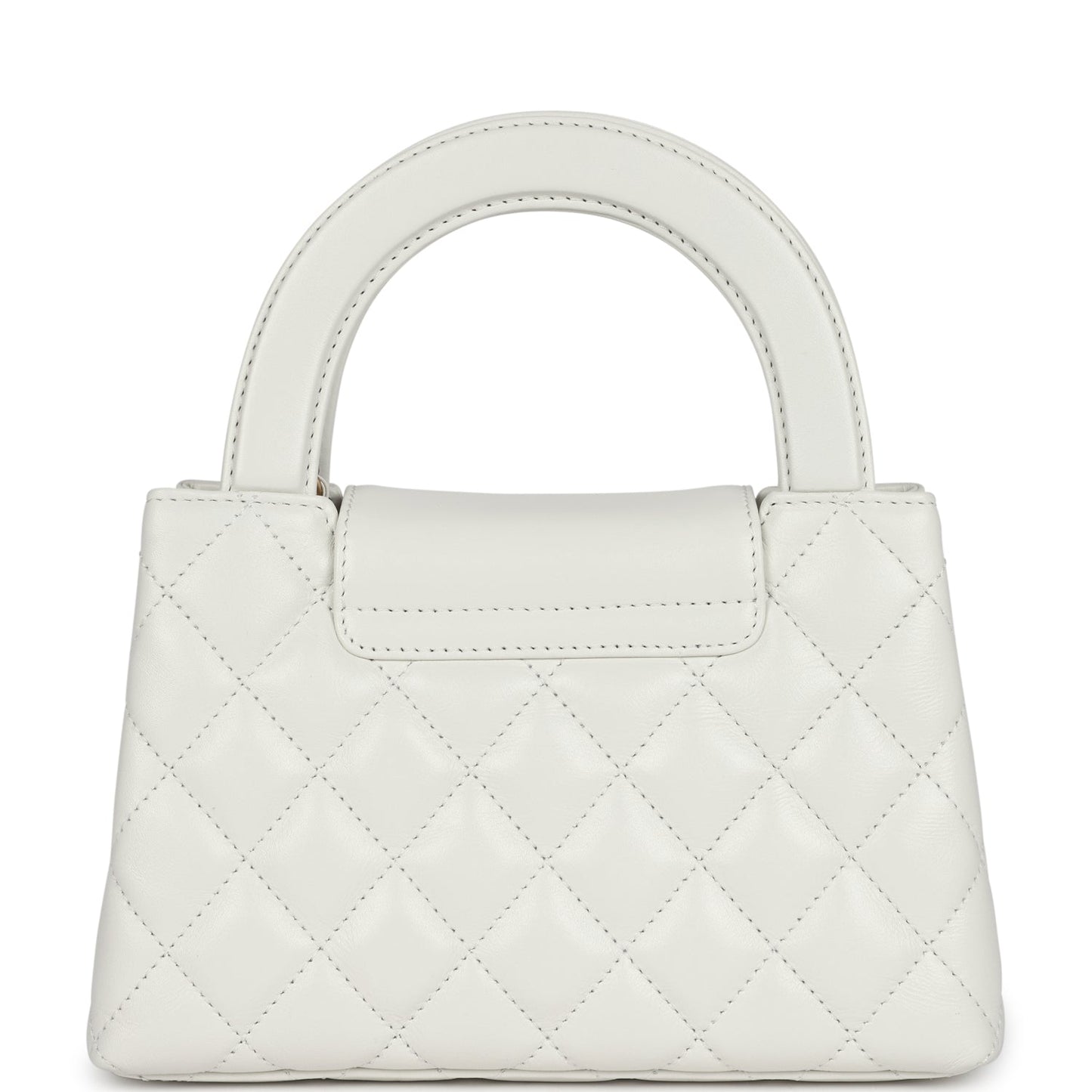 Chanel Small Kelly Shopper White Shiny Aged Calfskin Brushed Gold Hardware Handbag