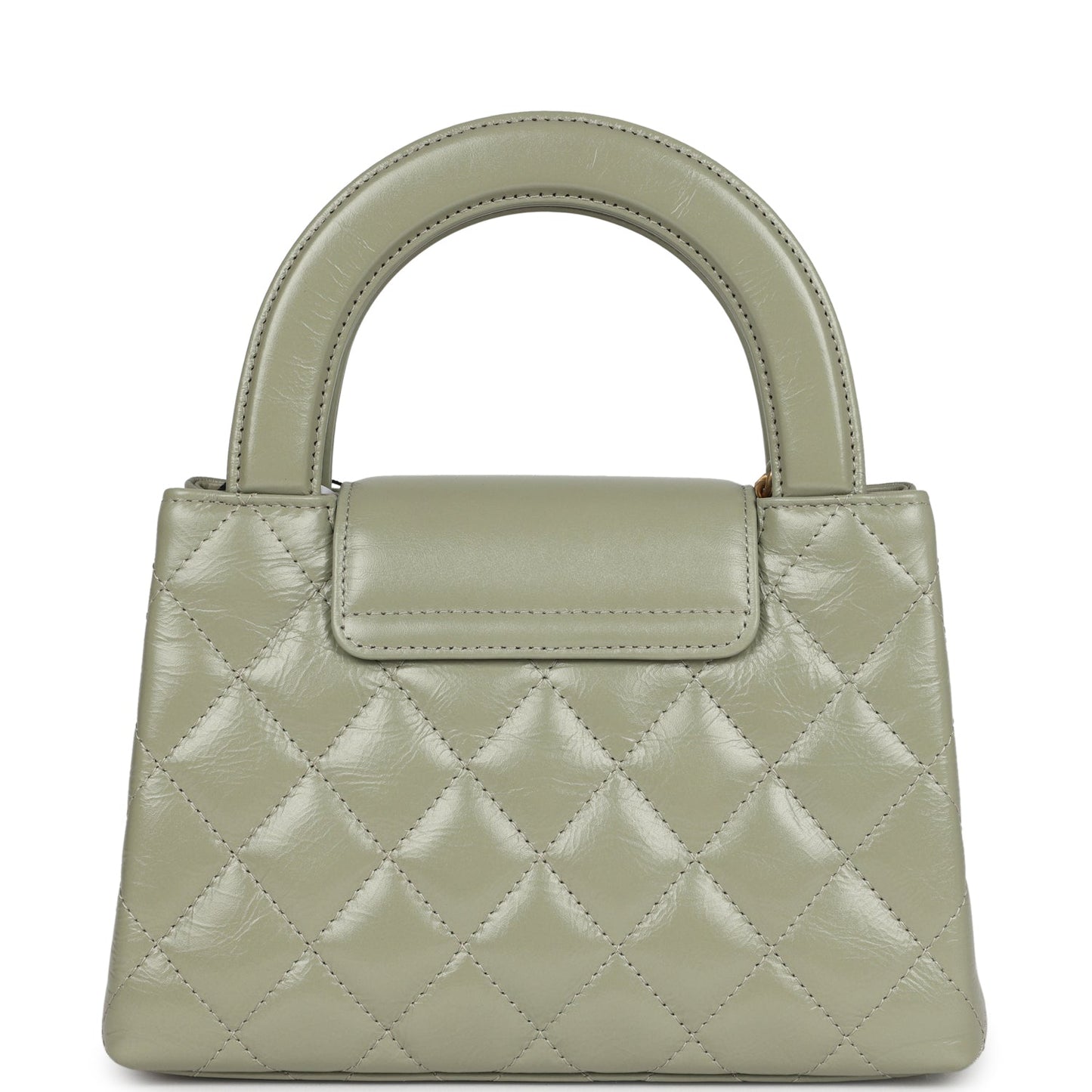 Chanel Small Kelly Shopper Khaki Shiny Aged Calfskin Brushed Gold Hardware Handbag