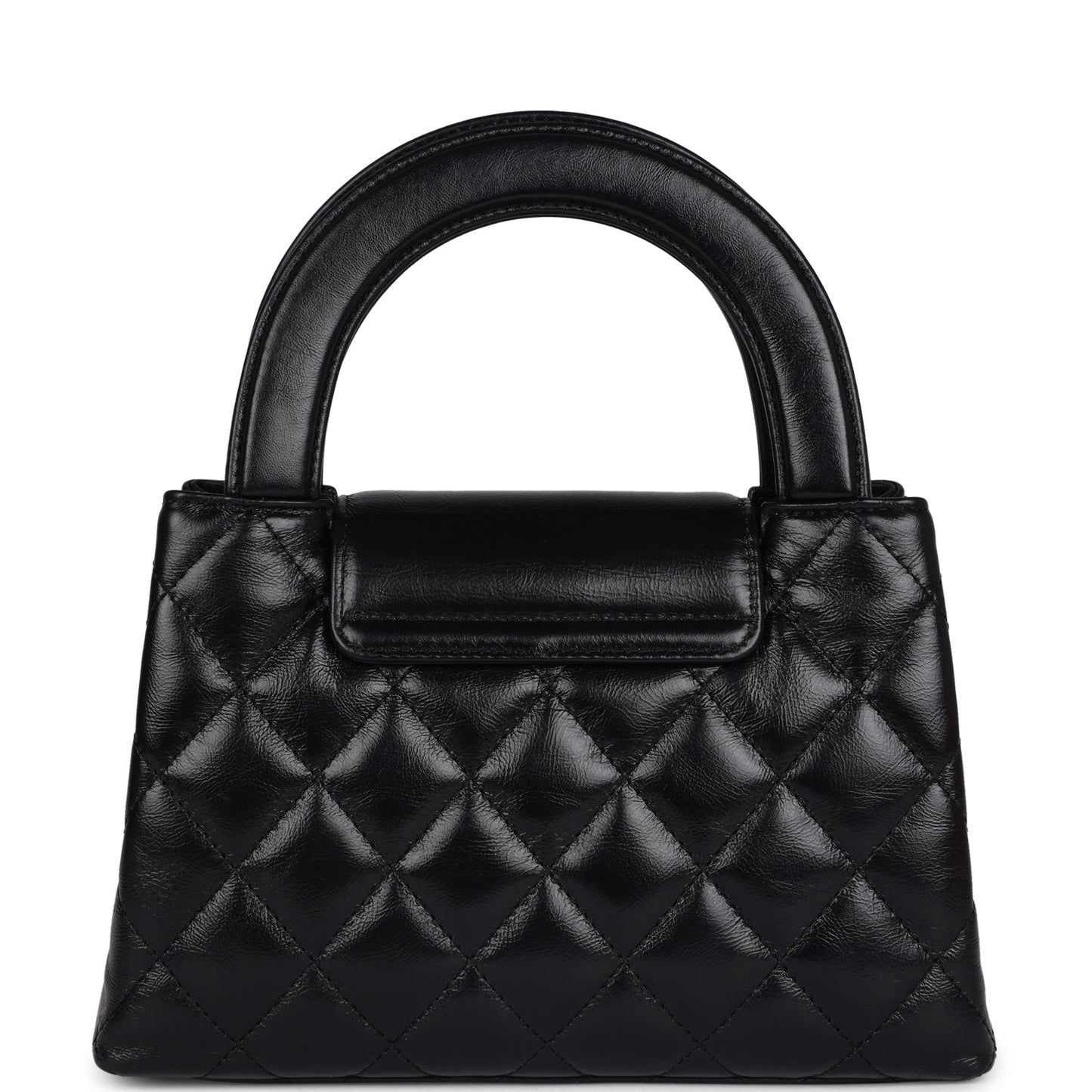 Chanel Small Kelly Shopper Black Shiny Aged Calfskin Brushed Gold Hardware Handbag