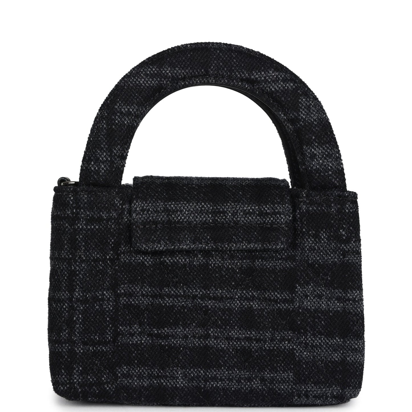 Chanel Nano Kelly Shopper Black and Grey Printed Ruthenium Hardware Crossbody
