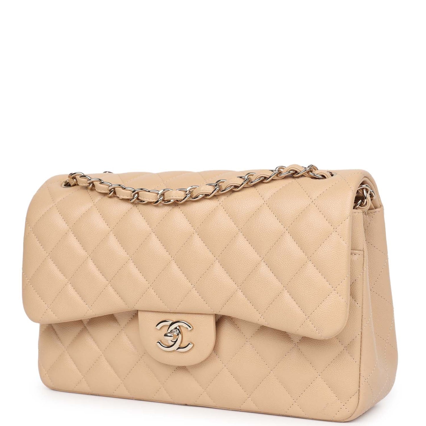 Chanel Jumbo Classic Double Flap Bag Light Beige Caviar Gold Hardware