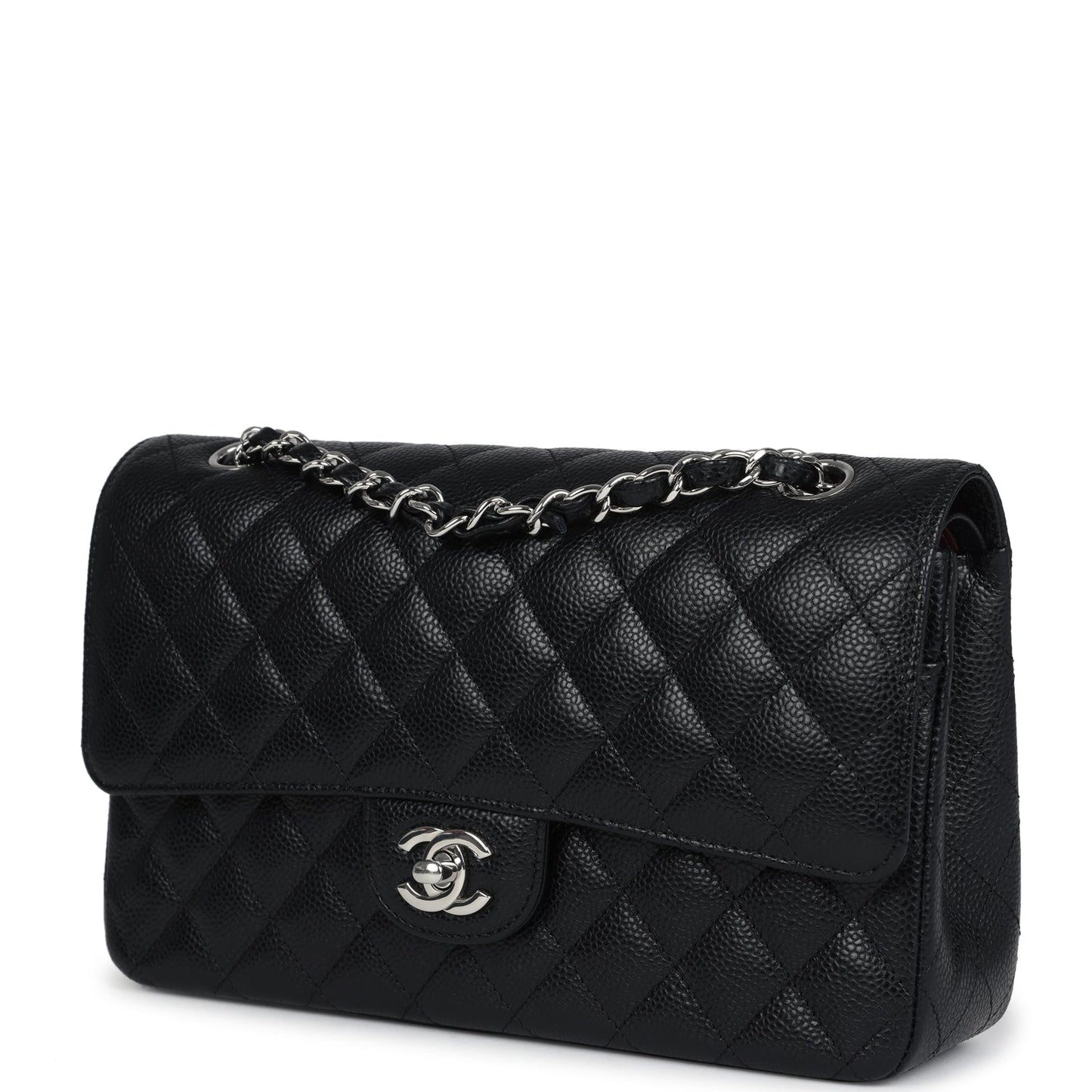 Chanel Medium Classic Double Flap Black Caviar Silver Hardware