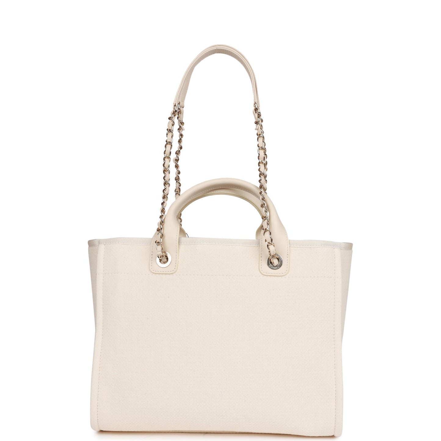 Chanel Large Deauville Shopping Bag White Boucle Light Gold Hardware