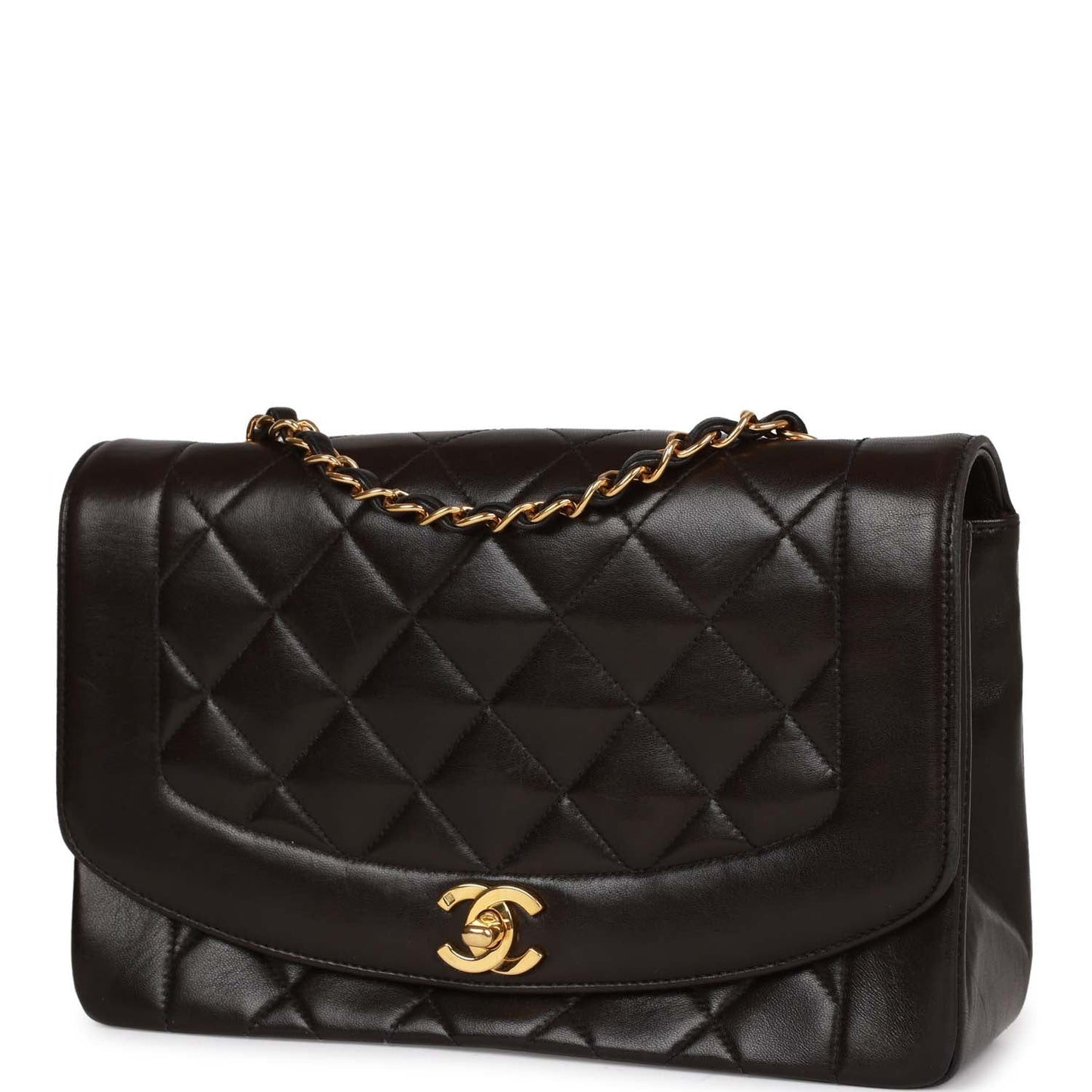 Chanel Medium Diana Flap Bag Black Quilted Lambskin Gold Hardware