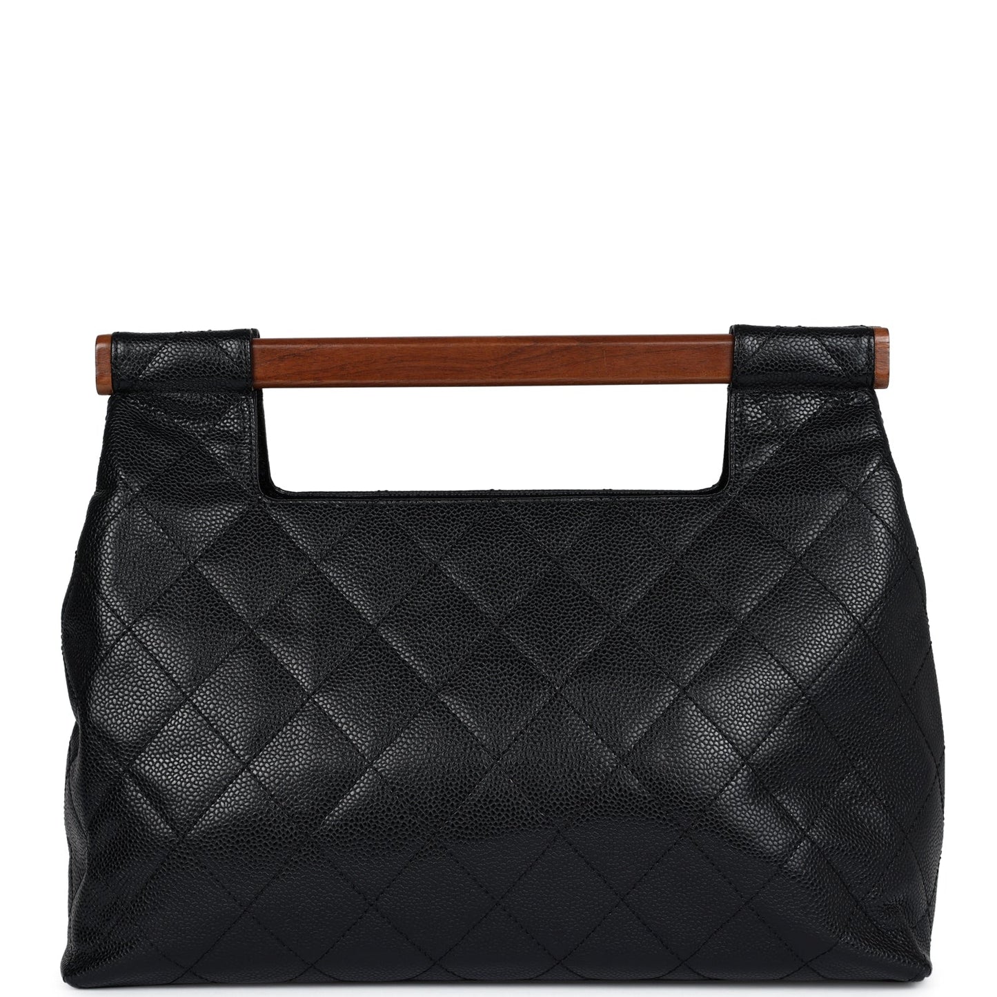 Chanel Wood Top Handle Bag Black Caviar Gold Hardware