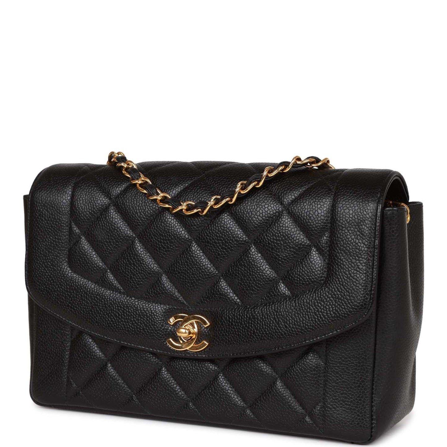 Chanel Medium Diana Flap Bag Black Caviar Gold Hardware