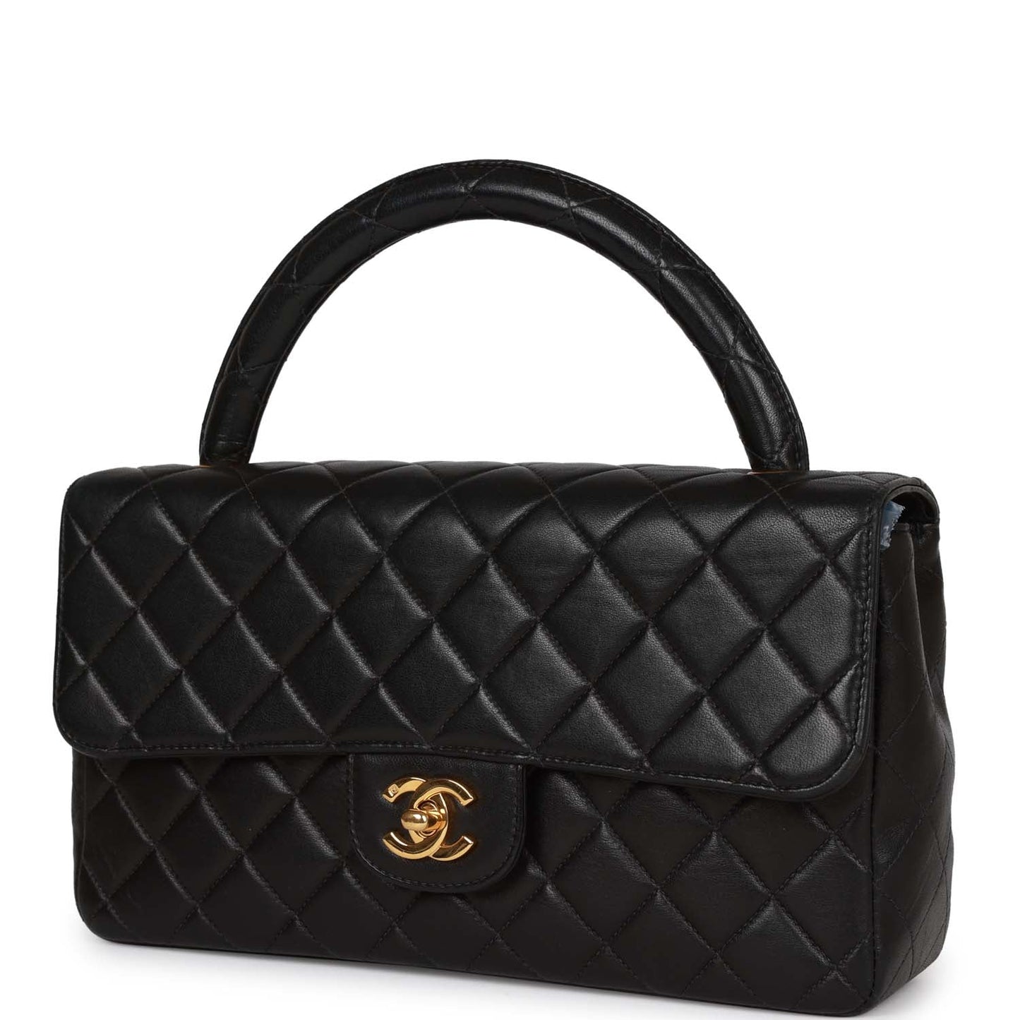 Chanel Kelly Parent Flap Bag Black Lambskin Gold Hardware