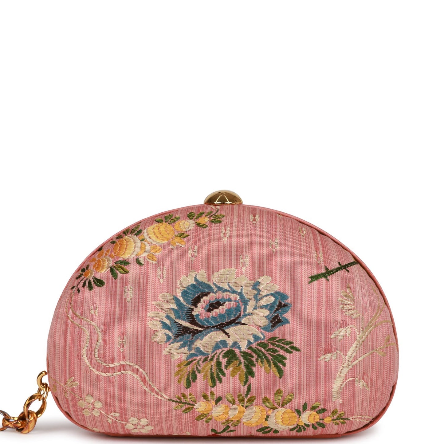 Chanel Timeless Clutch Rose Pink Brocade Silk Gold Hardware
