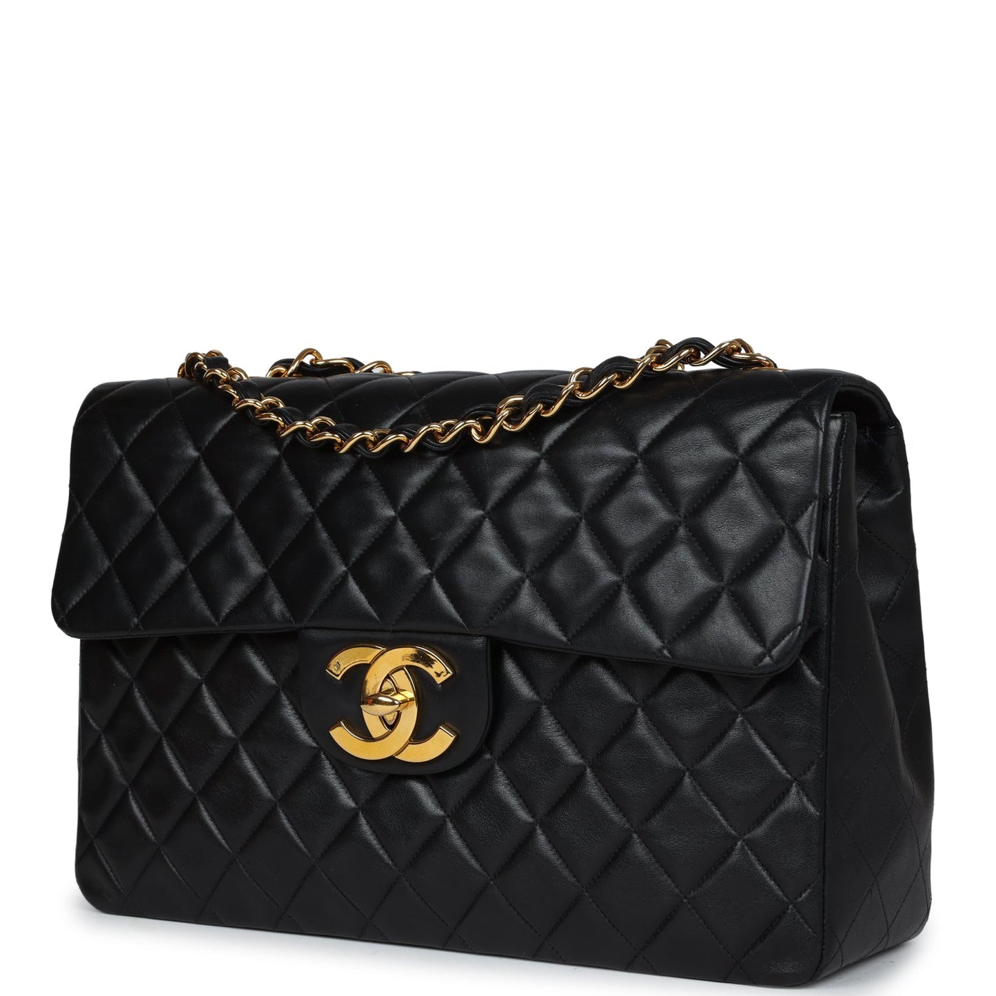 Chanel XL Jumbo Flap Bag Black Lambskin Gold Hardware