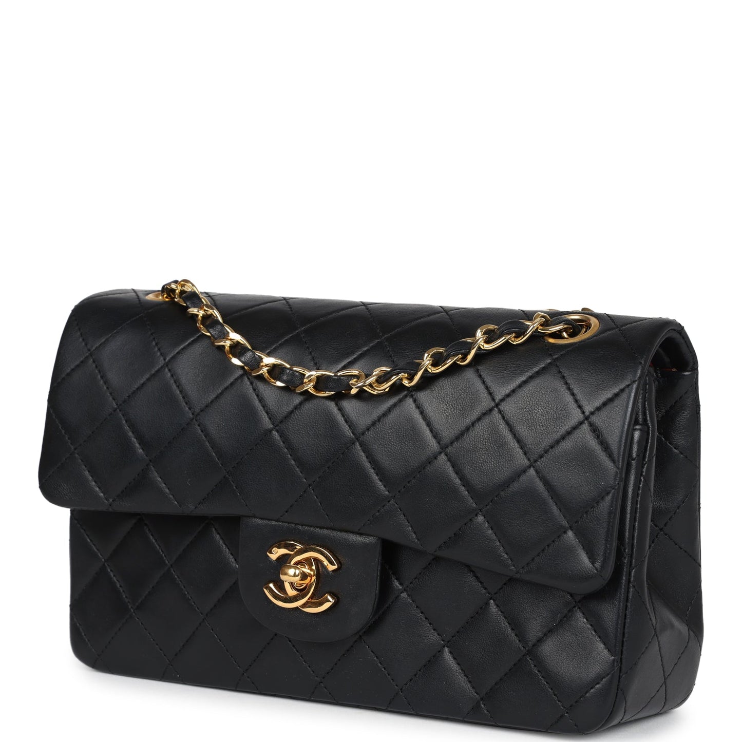 Chanel Small Classic Double Flap Black Lambskin Gold Hardware