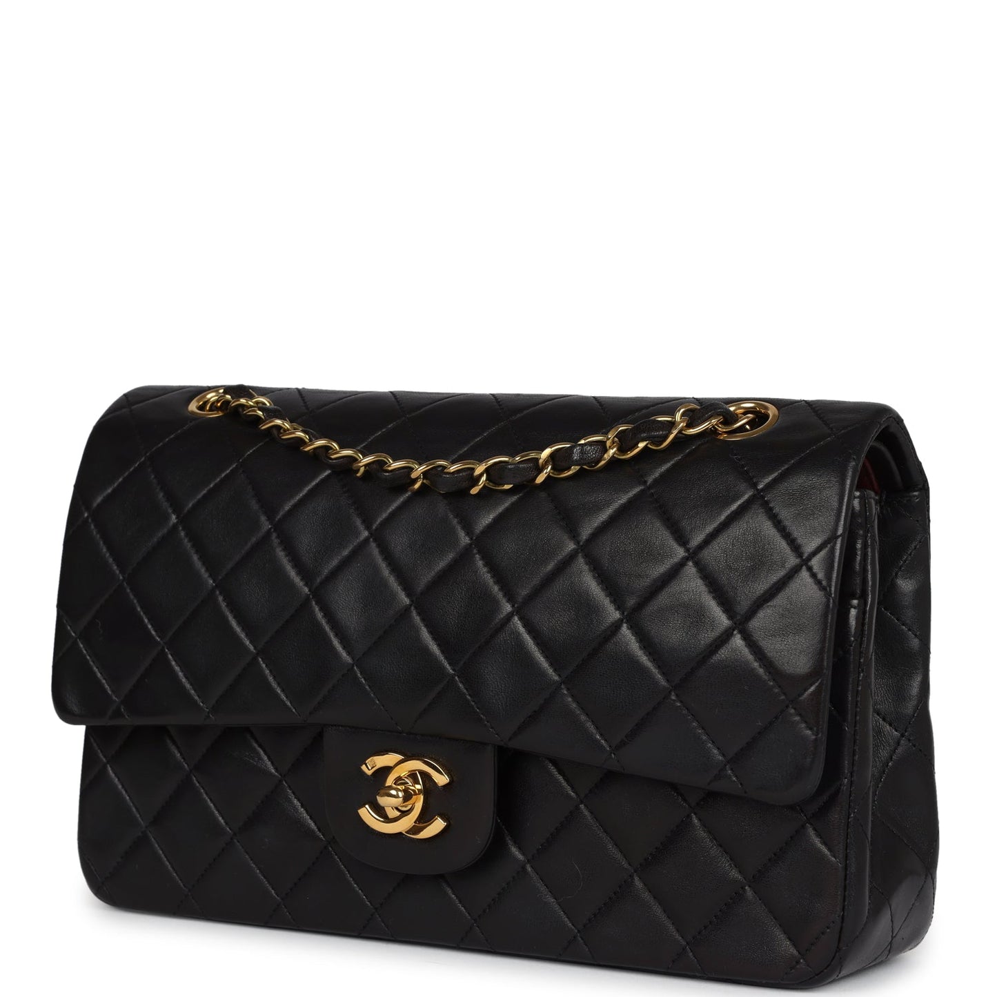 Chanel Medium Classic Double Flap Bag Black Lambskin Gold Hardware
