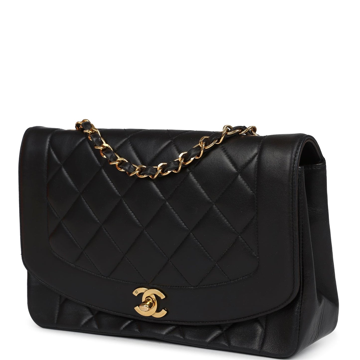 Chanel Medium Diana Flap Bag Black Lambskin Gold Hardware