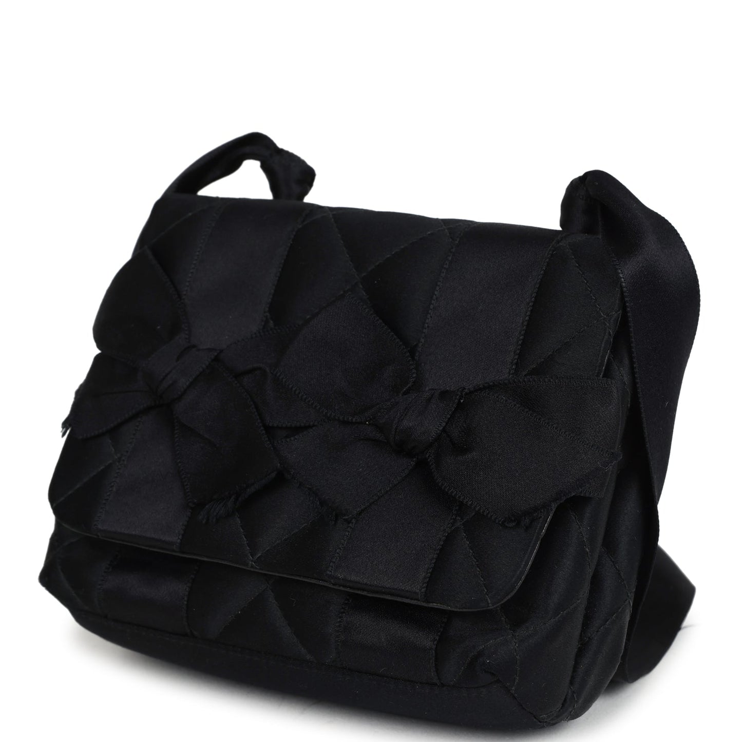 Chanel Mini Bow Shoulder Bag Black Satin Gold Hardware