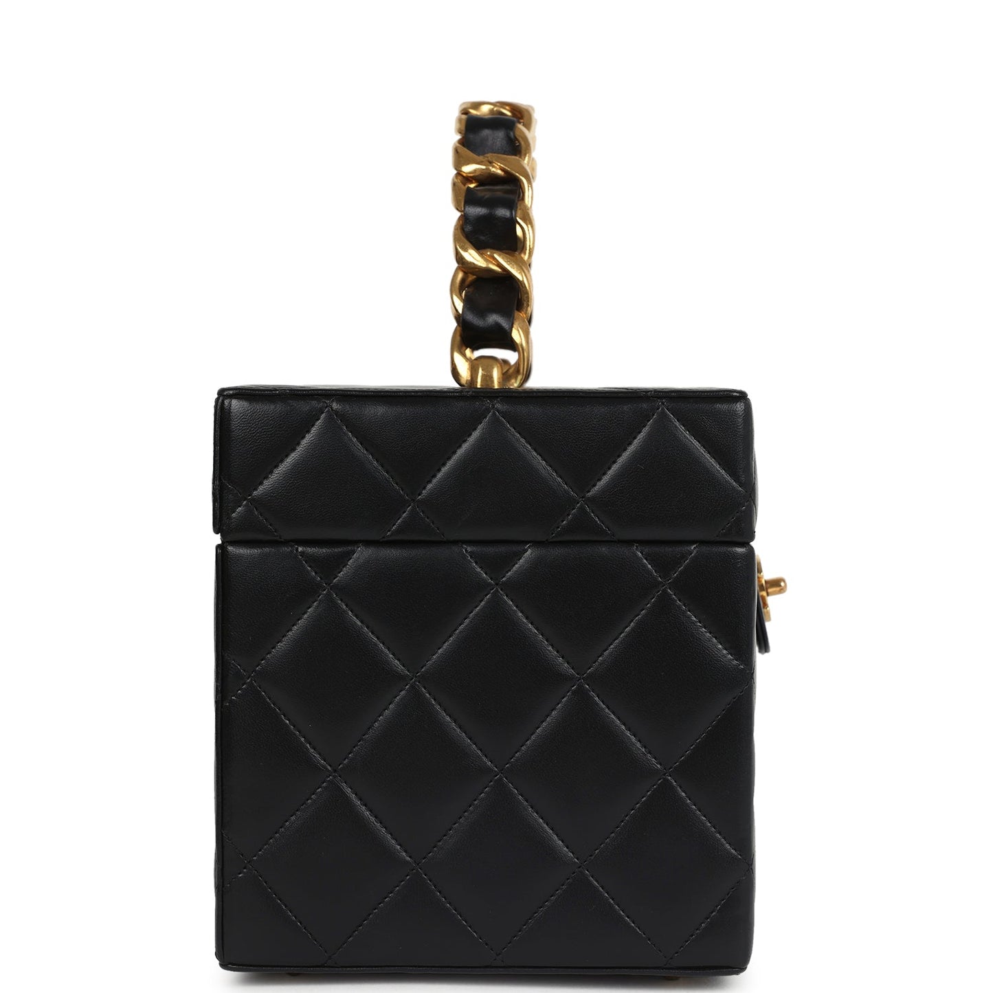 Chanel Large Rectangular Box Vanity Black Lambskin Gold Hardware Handbag