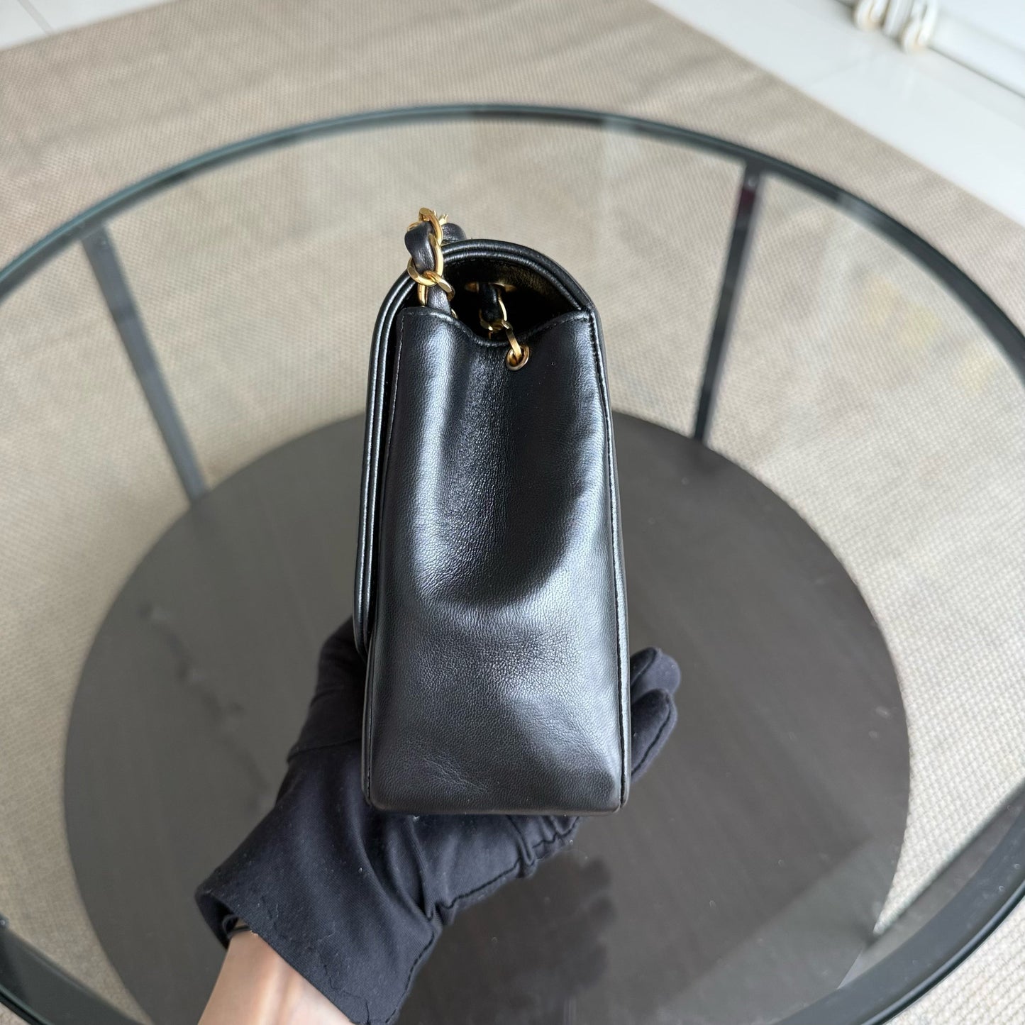 Chanel Diana Medium - Quilted Lambskin Black Gold Hardware Series 2