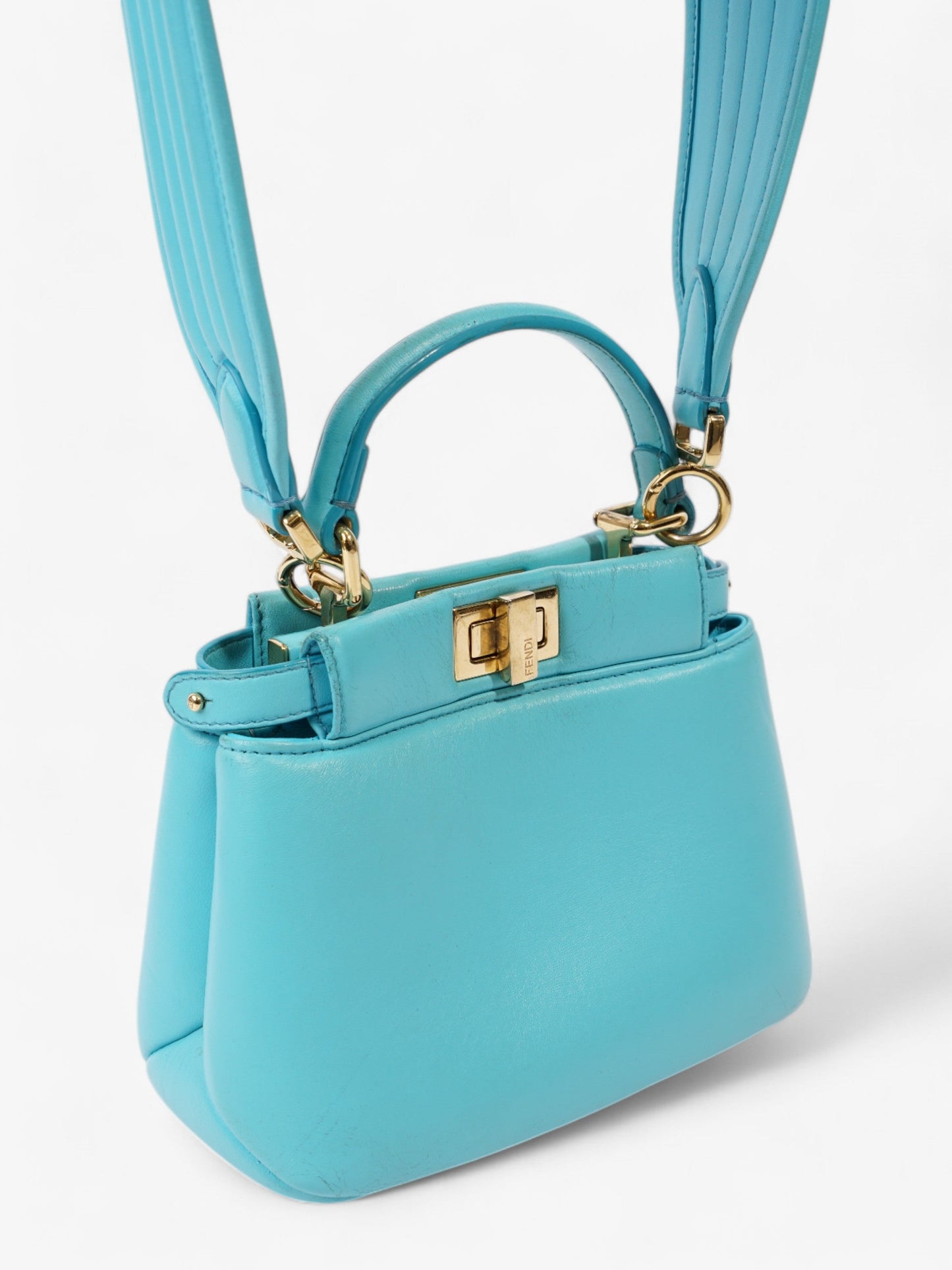 Fendi Peekaboo Light Blue Nappa Leather