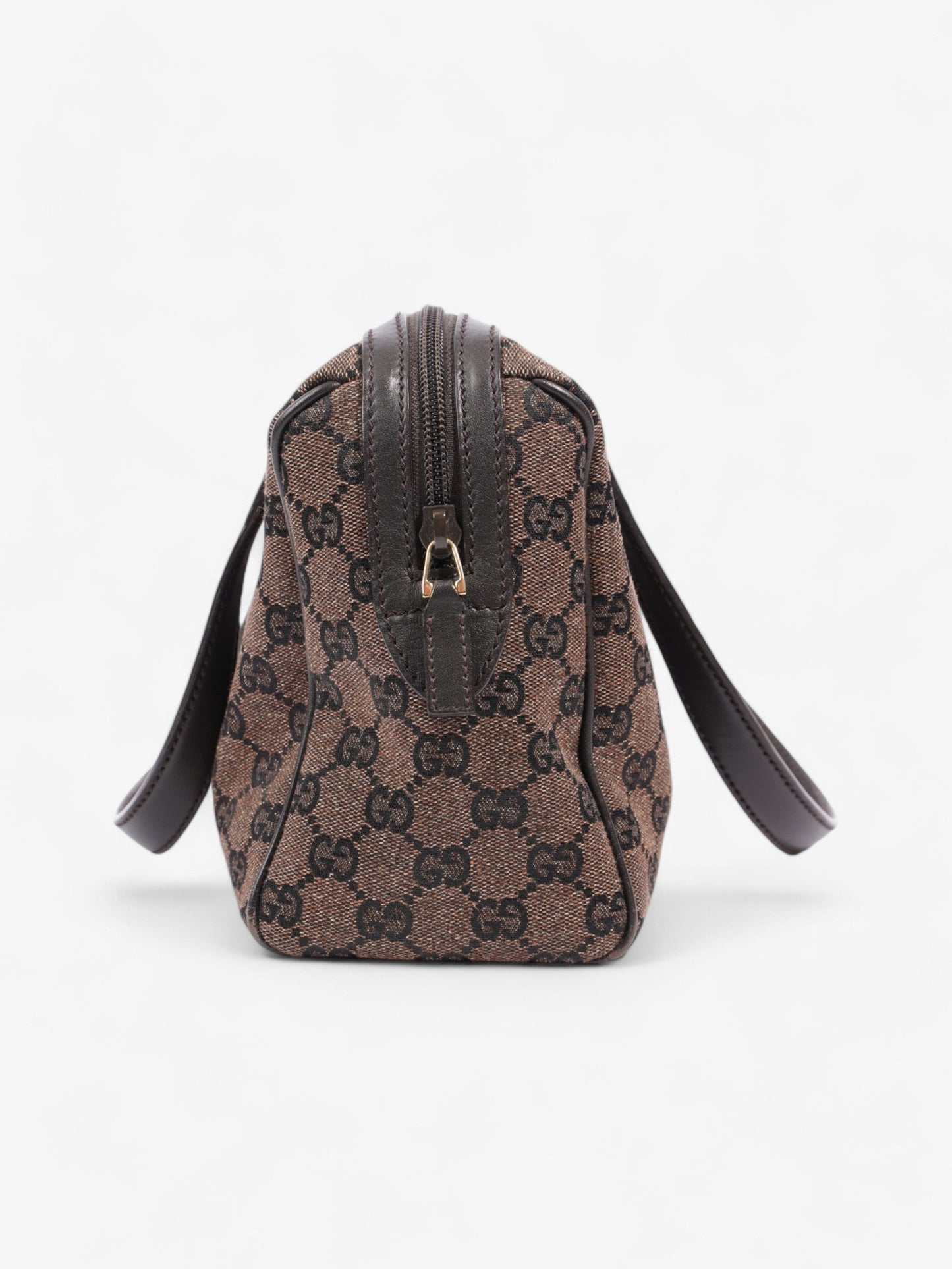 Gucci Denim Monogram Small Duffle Bag Dark Brown Brown Canvas