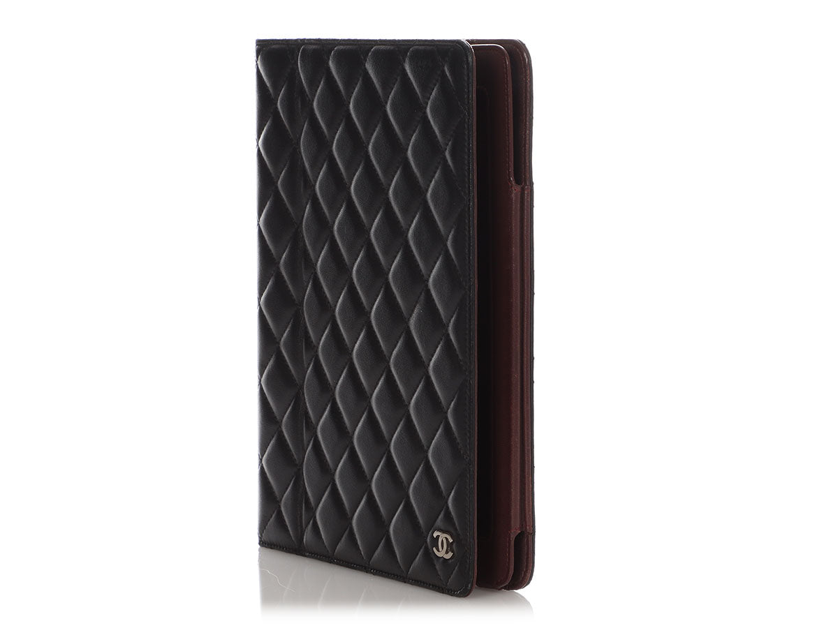Chanel Black Quilted Lambskin iPad Case