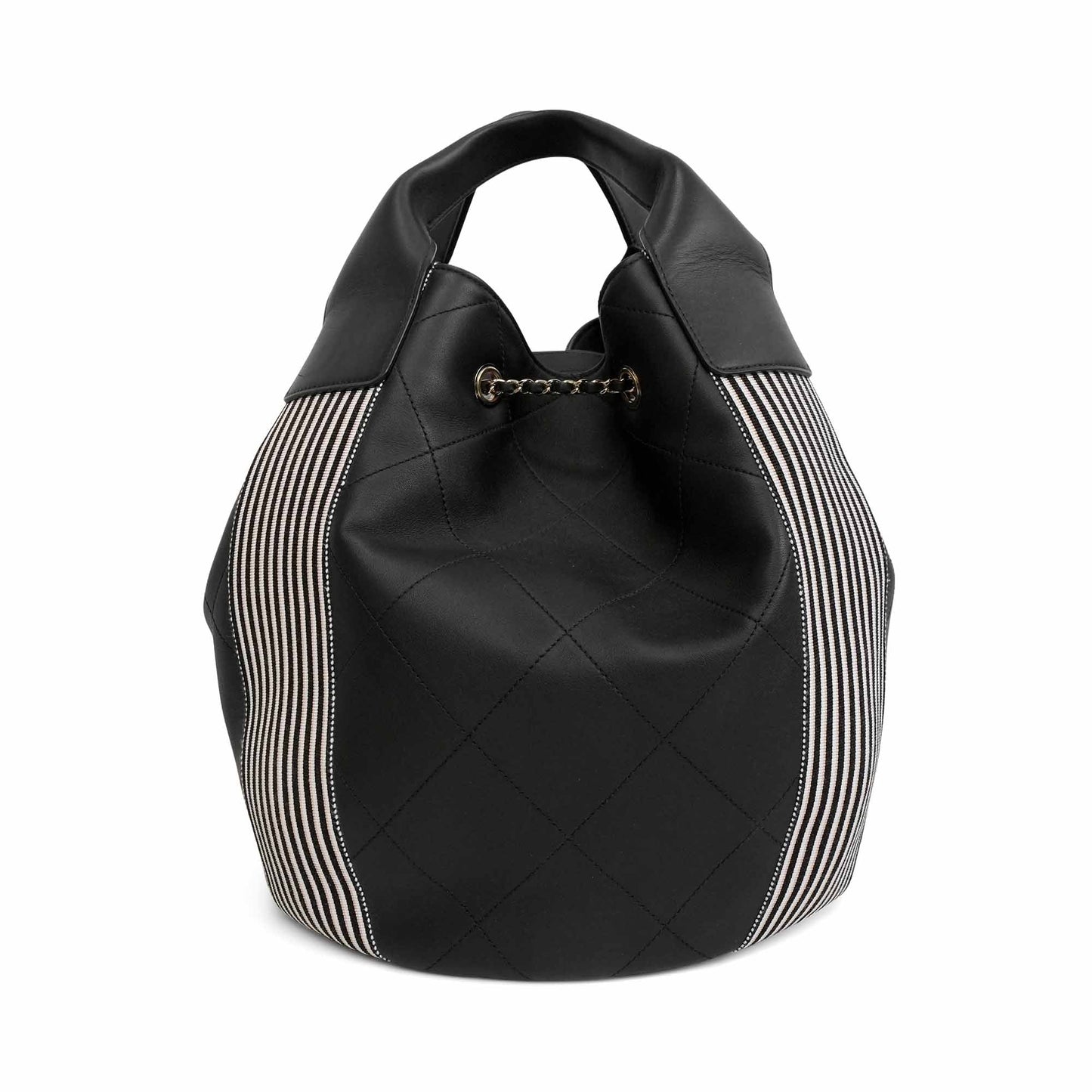 CHANEL Black/White Bucket Handbags