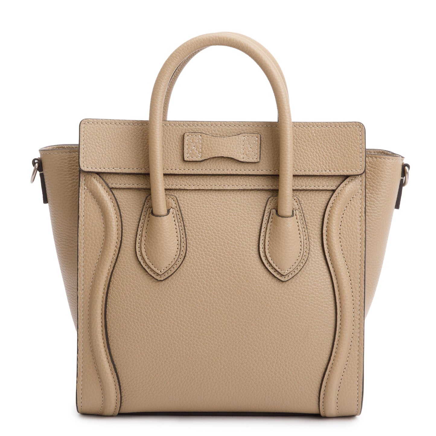 Celine Beige Drummed Calfskin Leather Nano Luggage Tote