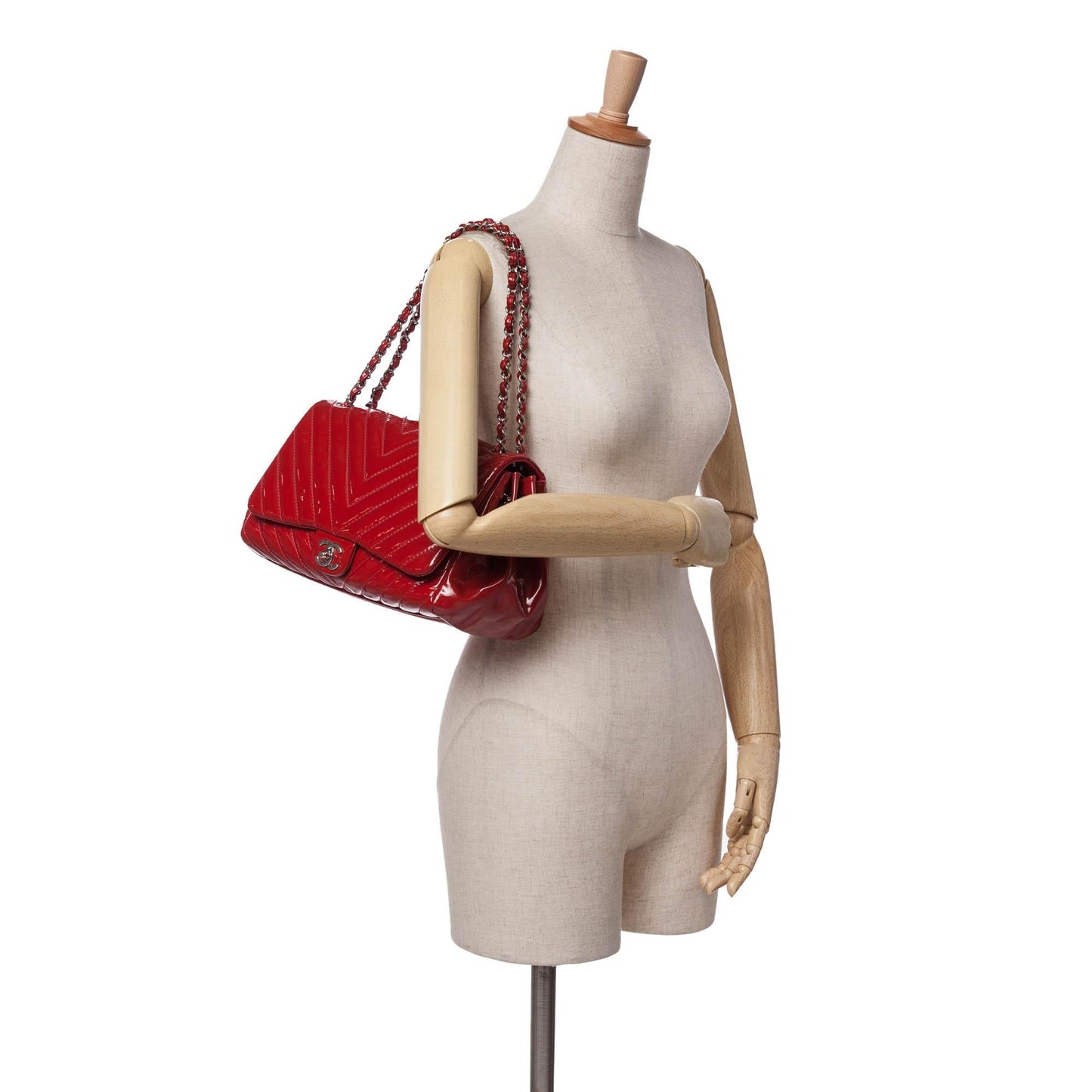 Chanel CC Chevron Patent Accordion Single Flap