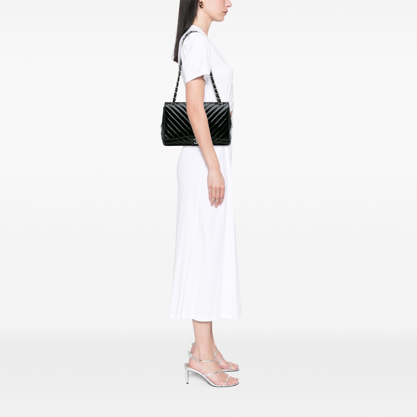 Chanel Jumbo Classic Chevron Patent Single Flap