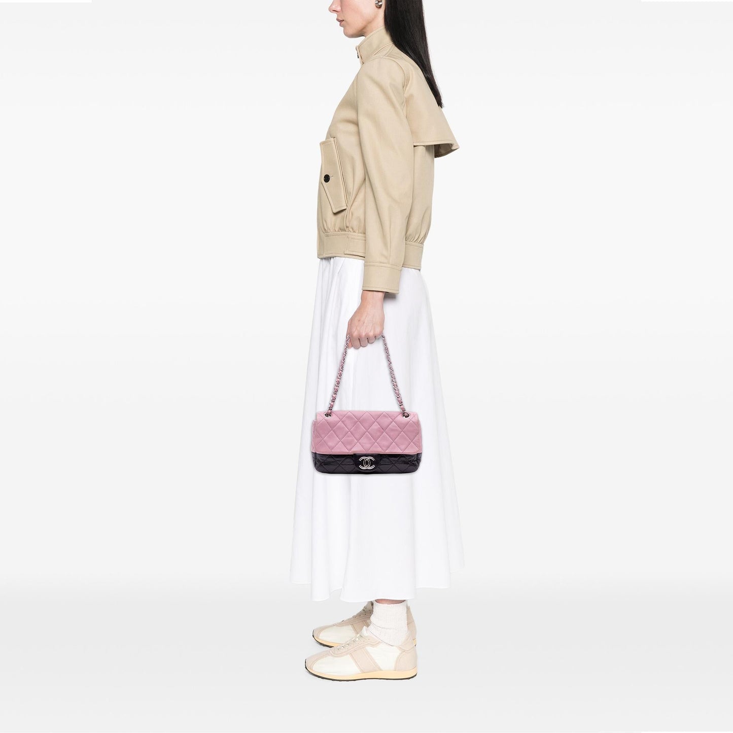Chanel Medium Bicolor Lambskin and Calfskin CC Chain Flap