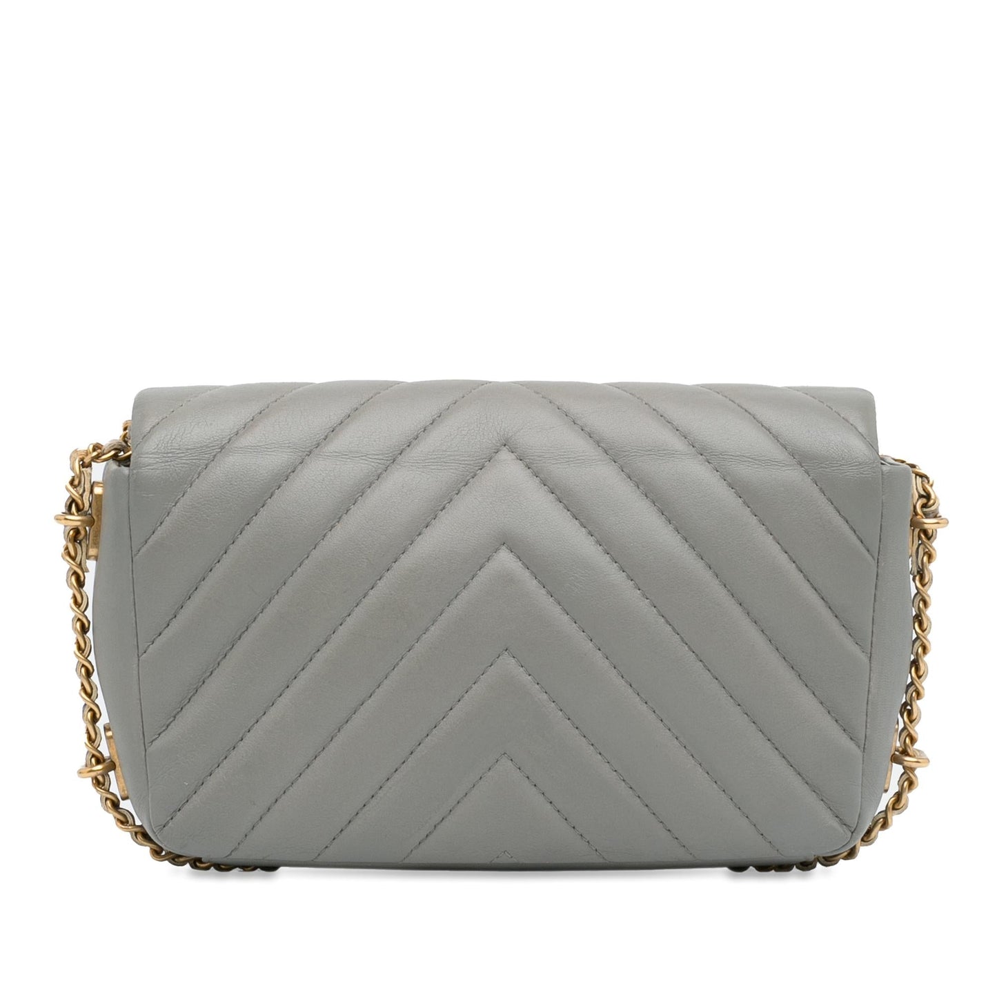 Chanel Mini Rectangular Chevron Lambskin Chain Around Flap (SHG-nJr512) Crossbody