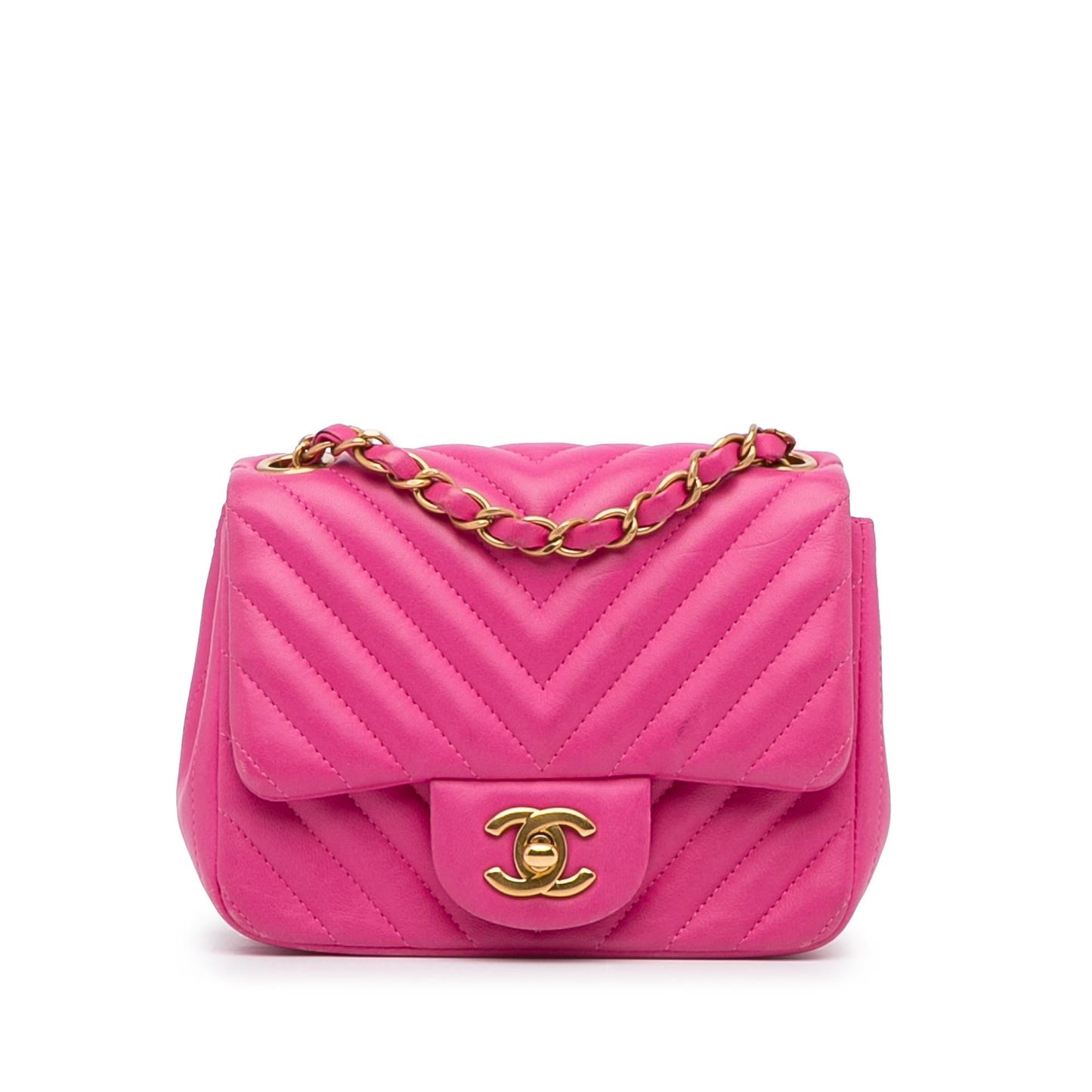 Chanel Mini Square Classic Chevron Lambskin Flap Crossbody