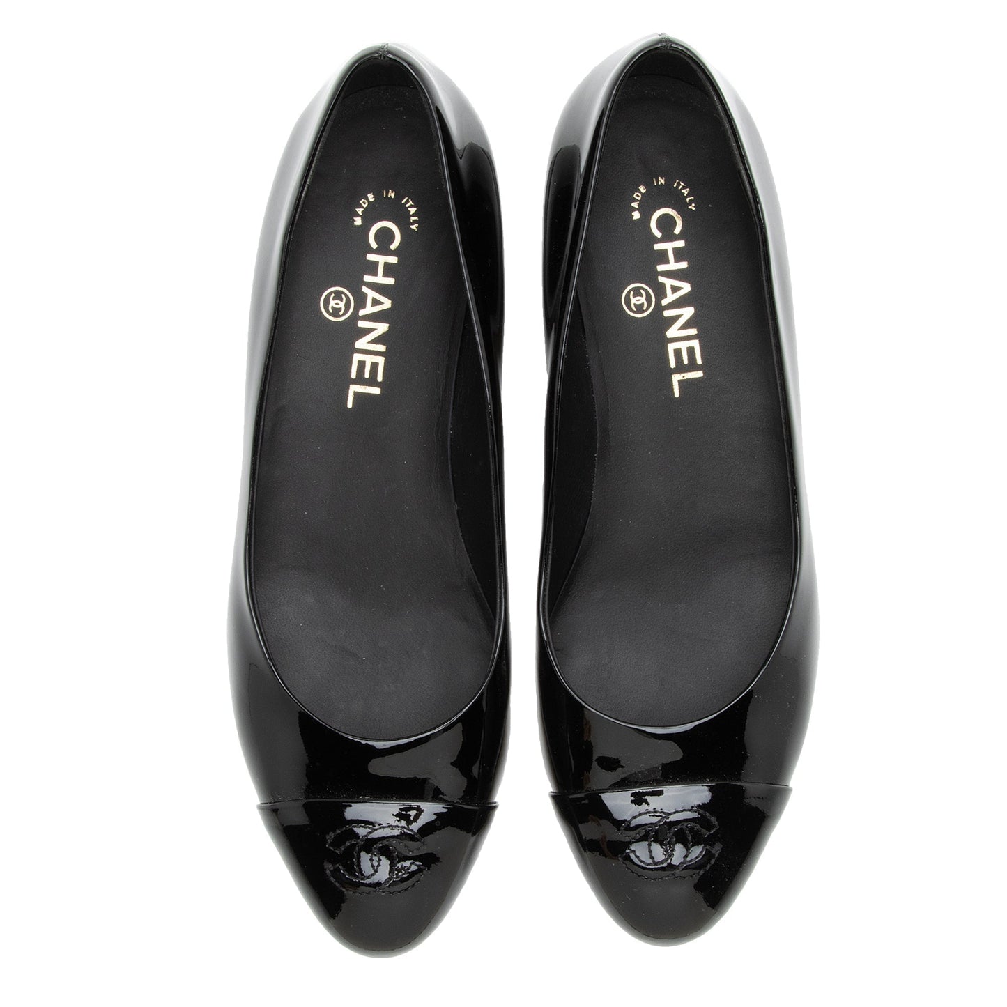 Chanel Patent Calfskin CC Cap Toe Ballet Flats - Size 8.5 / 38.5 (SHF-SGOQ3I) Handbag