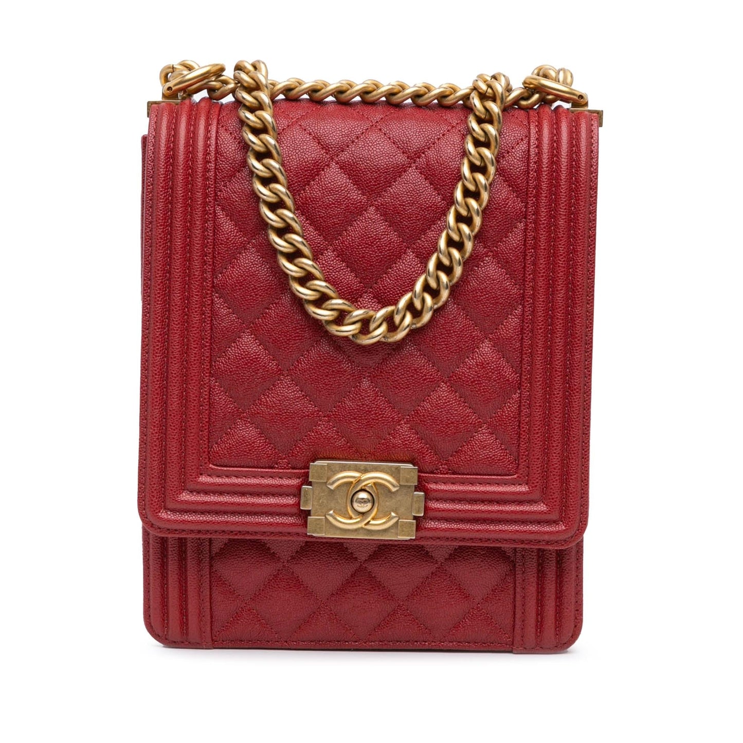 Chanel Quilted Caviar North South Boy Flap Shoulder Bag