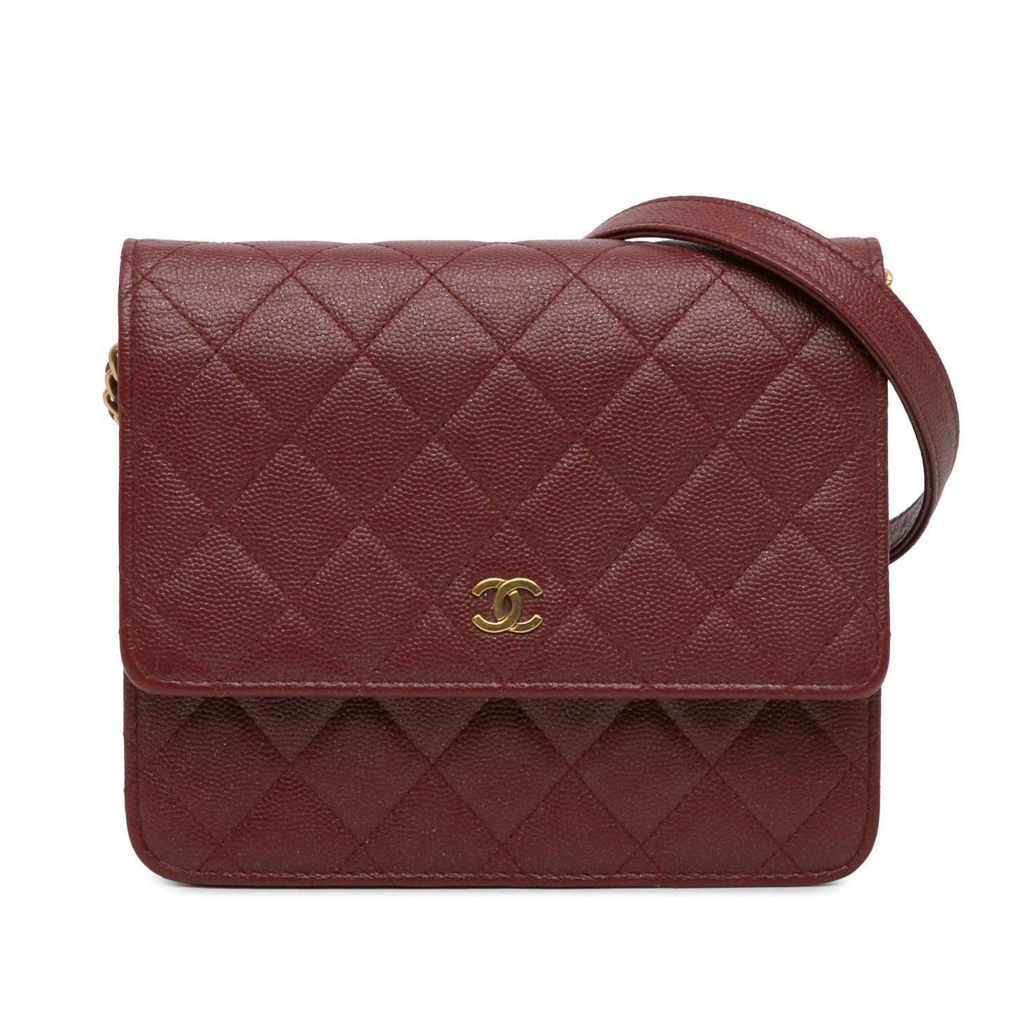 Chanel Quilted Caviar Square Wallet on Chain Crossbody