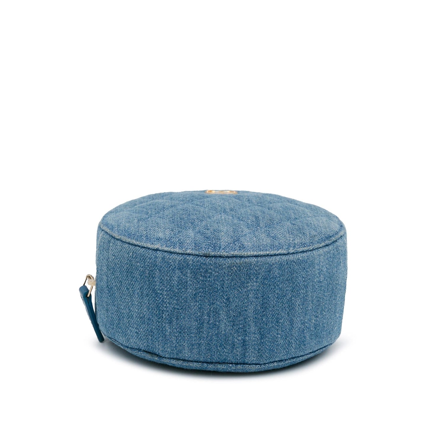 Chanel Quilted Denim Pearl Crush Round Clutch with Chain (SHG-Lc62qo)