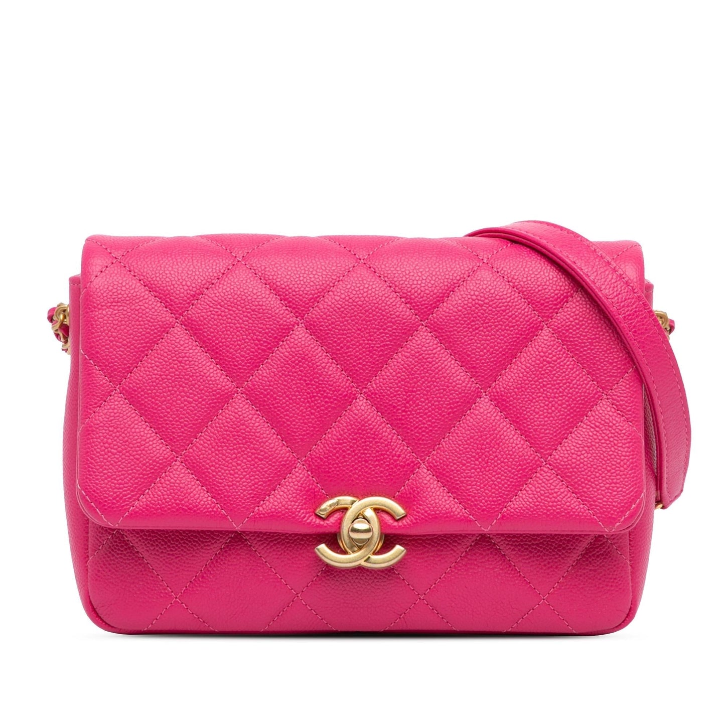 Chanel Small Quilted Caviar Chain Melody Flap Crossbody