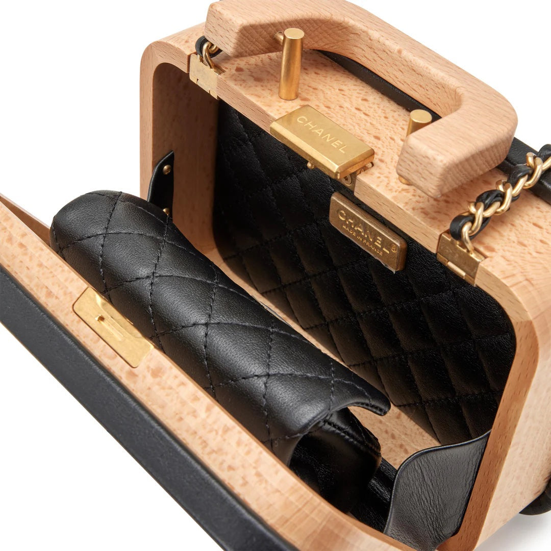 CHANEL BEECH WOOD LAMBSKIN CC VANITY CASE SHOULDER BAG
