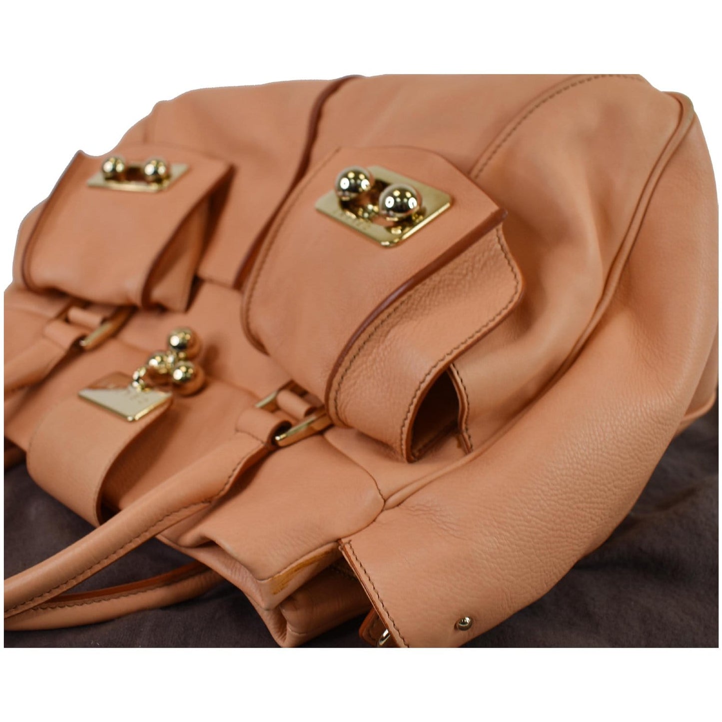CELINE Blossom Leather Top Handle Tote Bag Peach