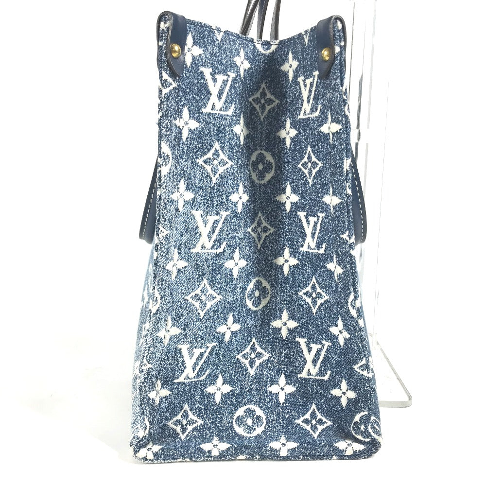 LOUIS VUITTON Shoulder Bag Monogram denim canvas, leather blue Monogram Denim Jacquard On the Go MM