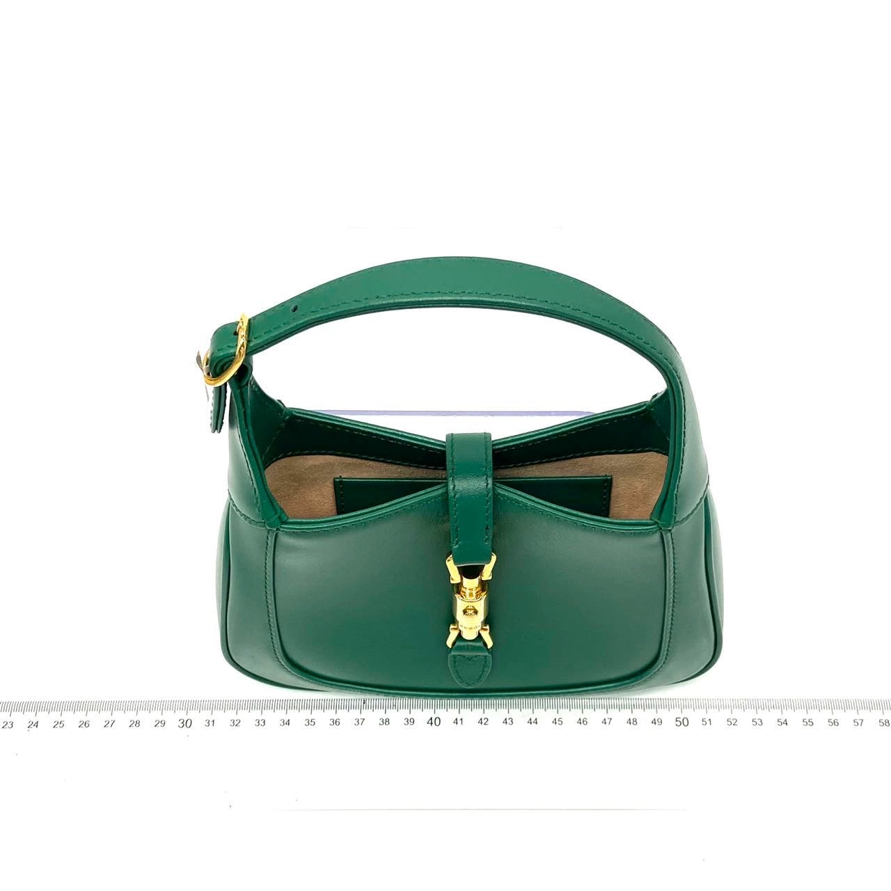 Gucci Jackie 1961 Mini Handbag in Green Leather with Adjustable Strap
