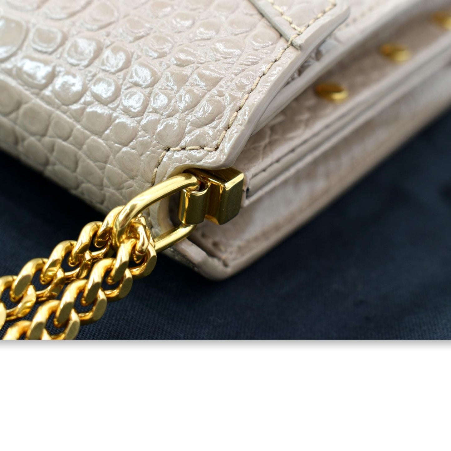 SAINT LAURENT Cassandra Top Handle Embossed Shoulder Bag Beige
