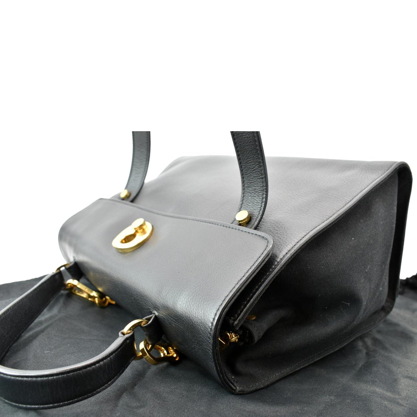 SAINT LAURENT M Two Medium Calfskin Satchel Shoulder Bag Black