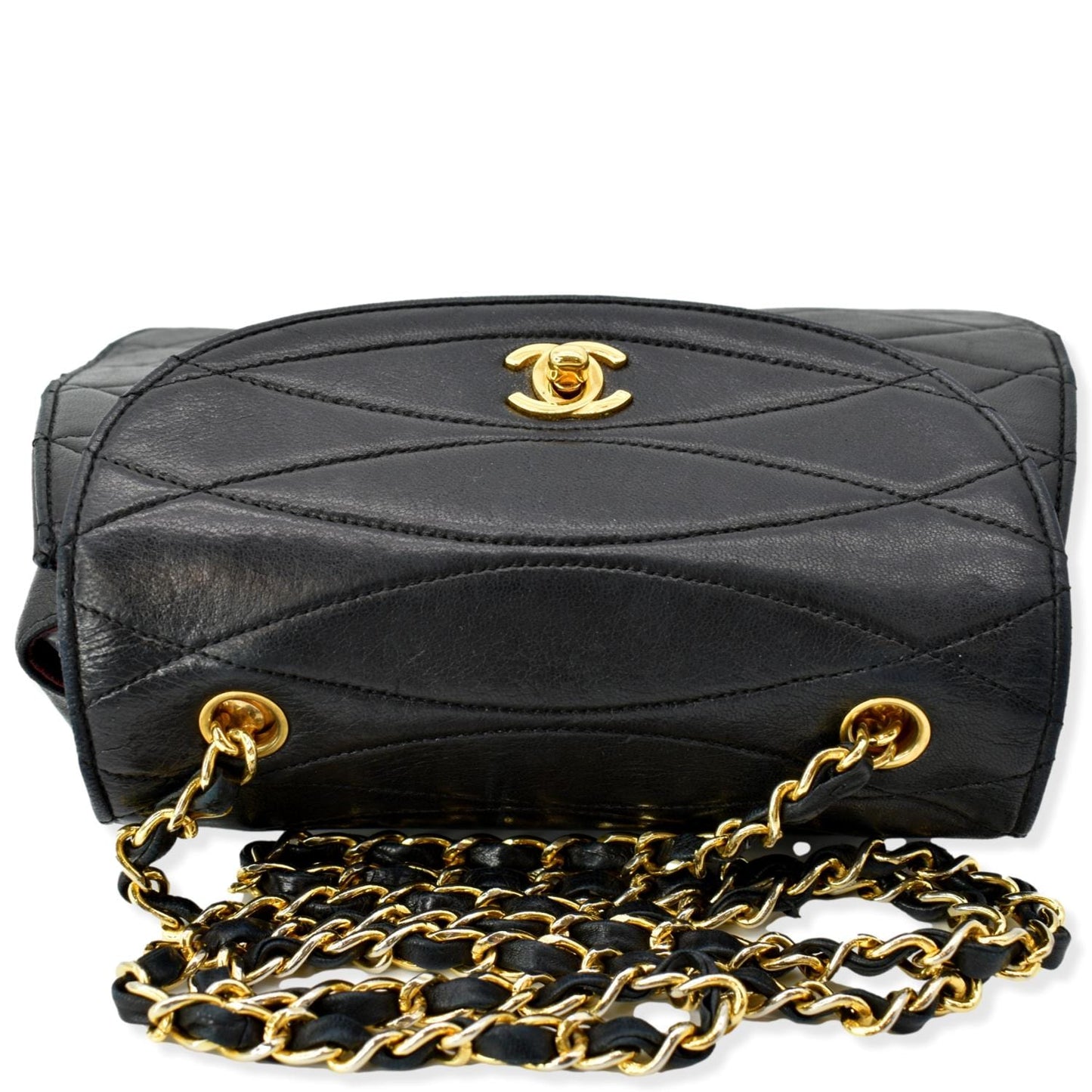 CHANEL Rare Wave GHW CC Flap Lambskin Shoulder Bag Black