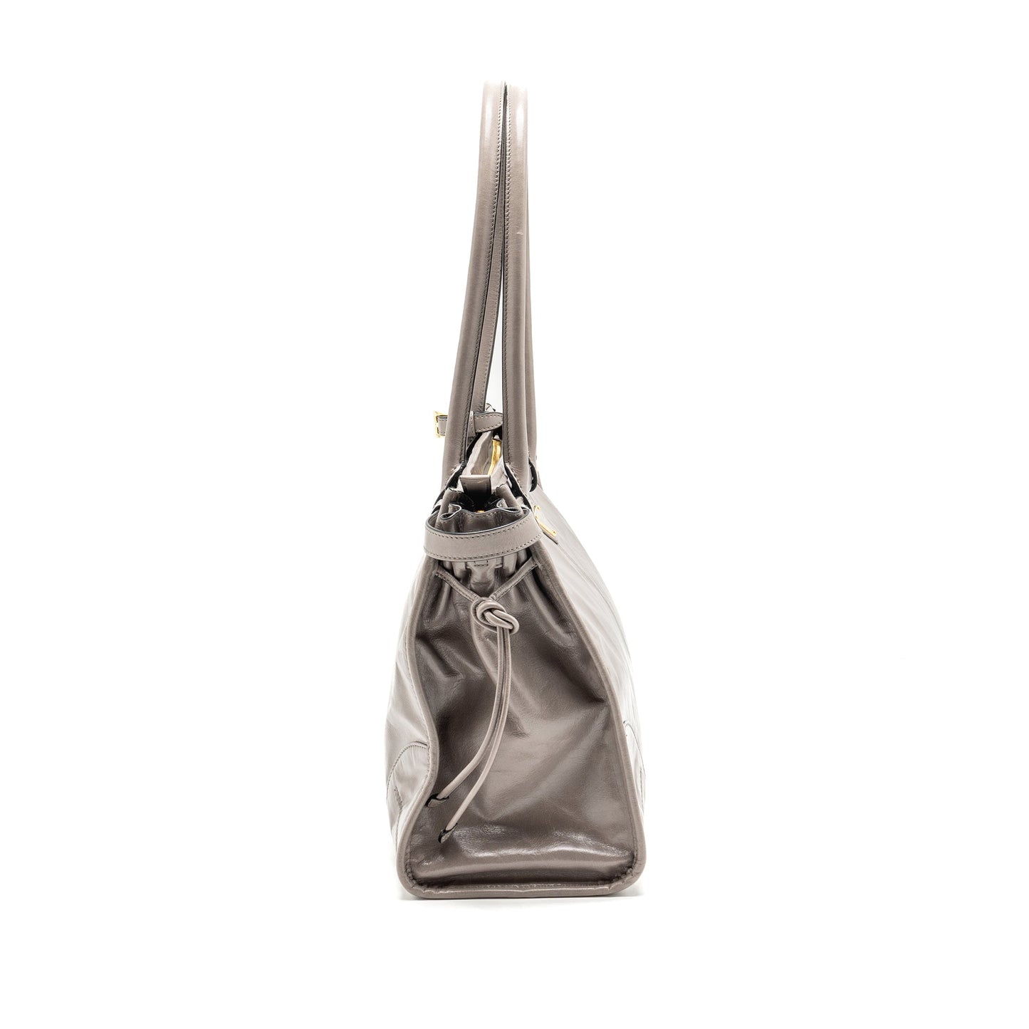 Prada Bonnie Large Handbag Calfskin Grey GHW