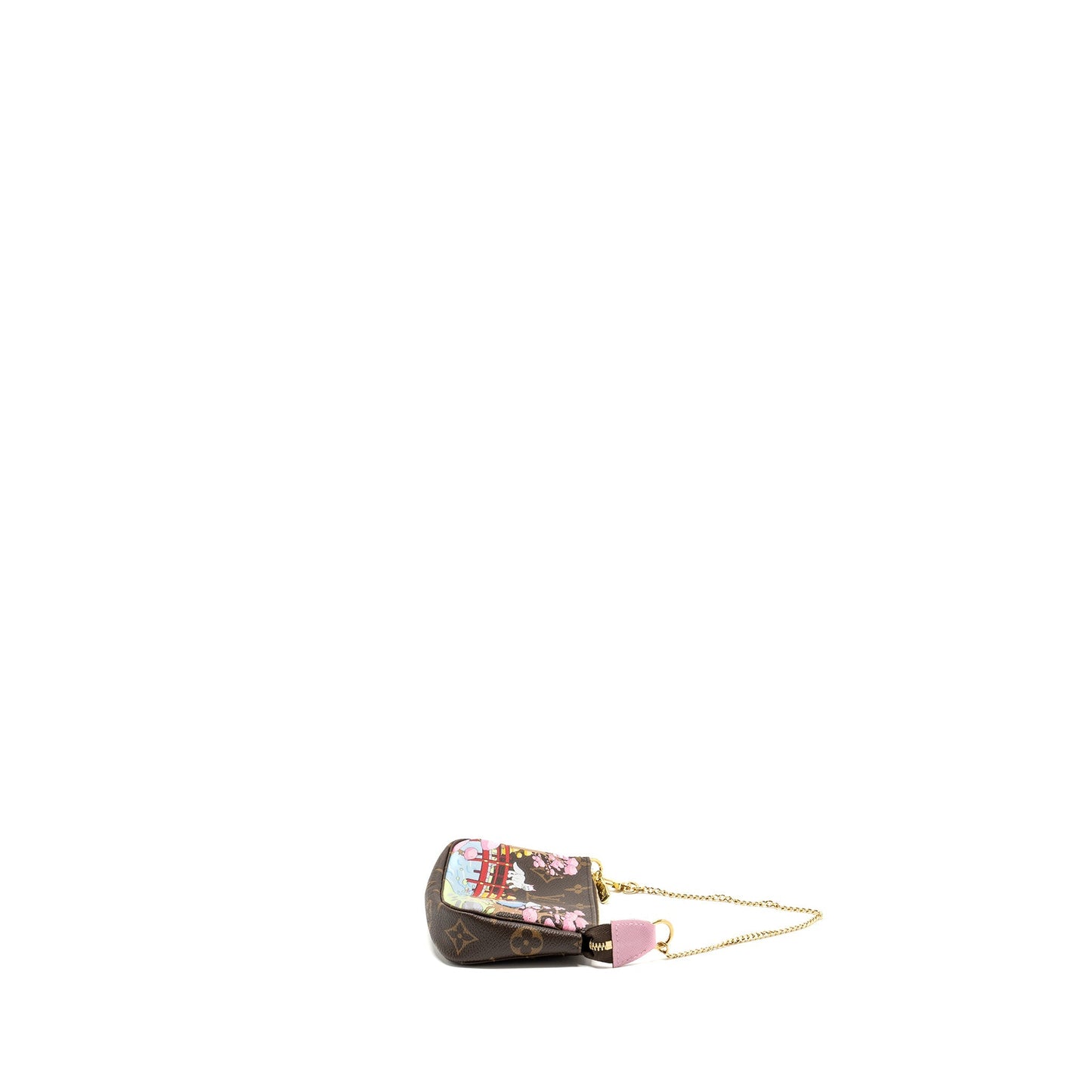 LOUIS VUITTON Mini Pochette Accessories 2021 Christmas Limited Edition Japanese Garden Sakura GHW