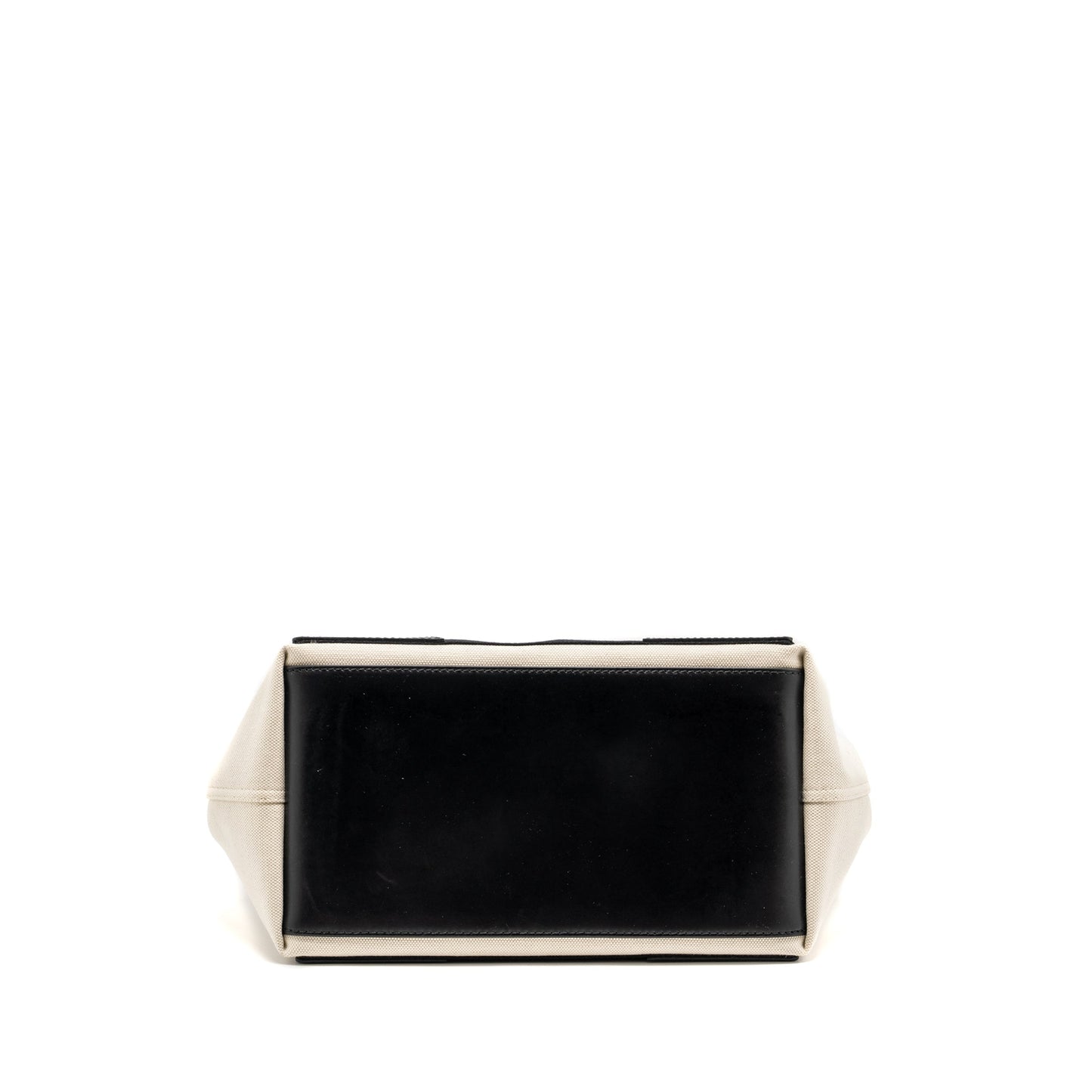 Balenciaga Cabas Tote Purse Canvas/Calfskin Natural/Black