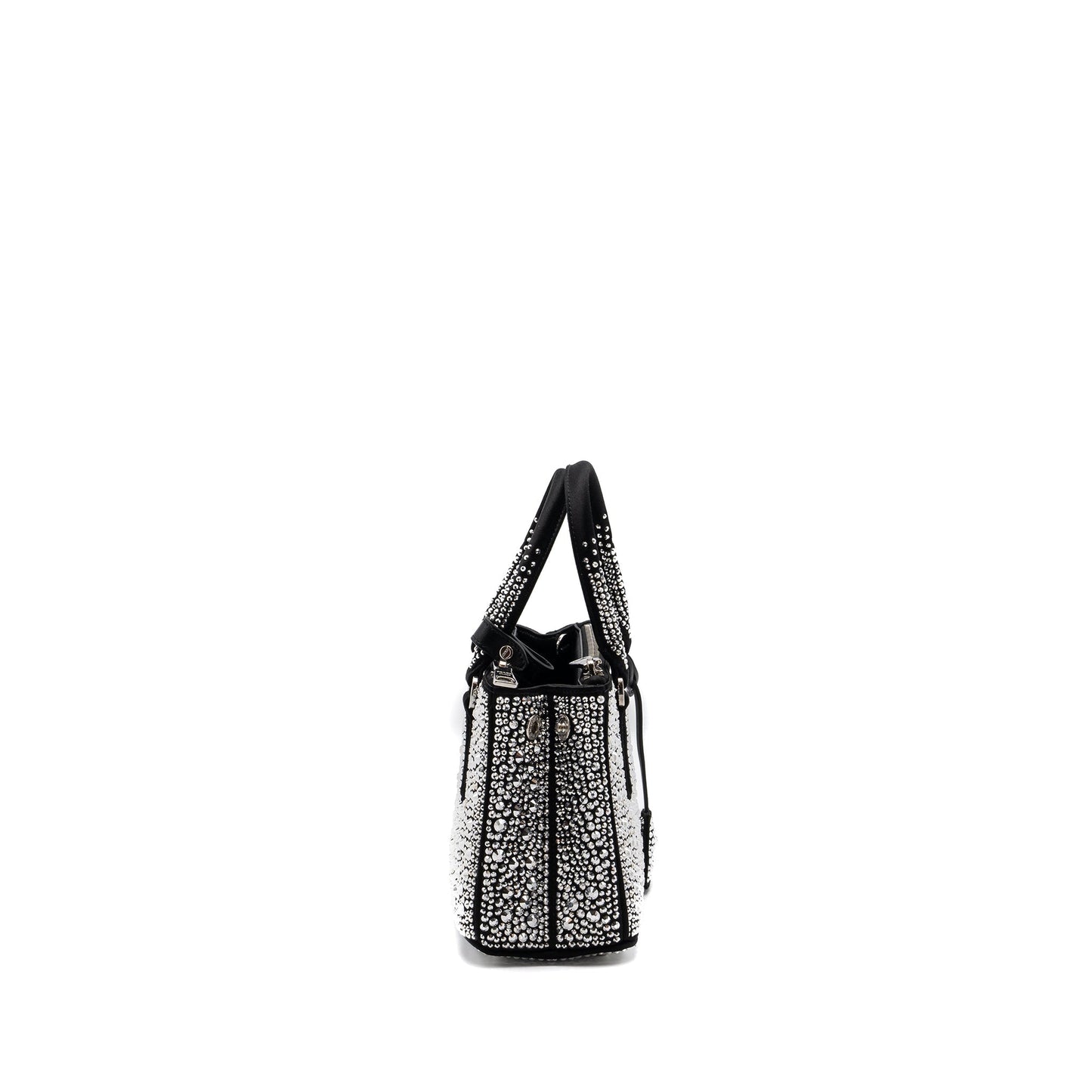 Prada Galleria Satin Mini Bag With Crystal Black SHW
