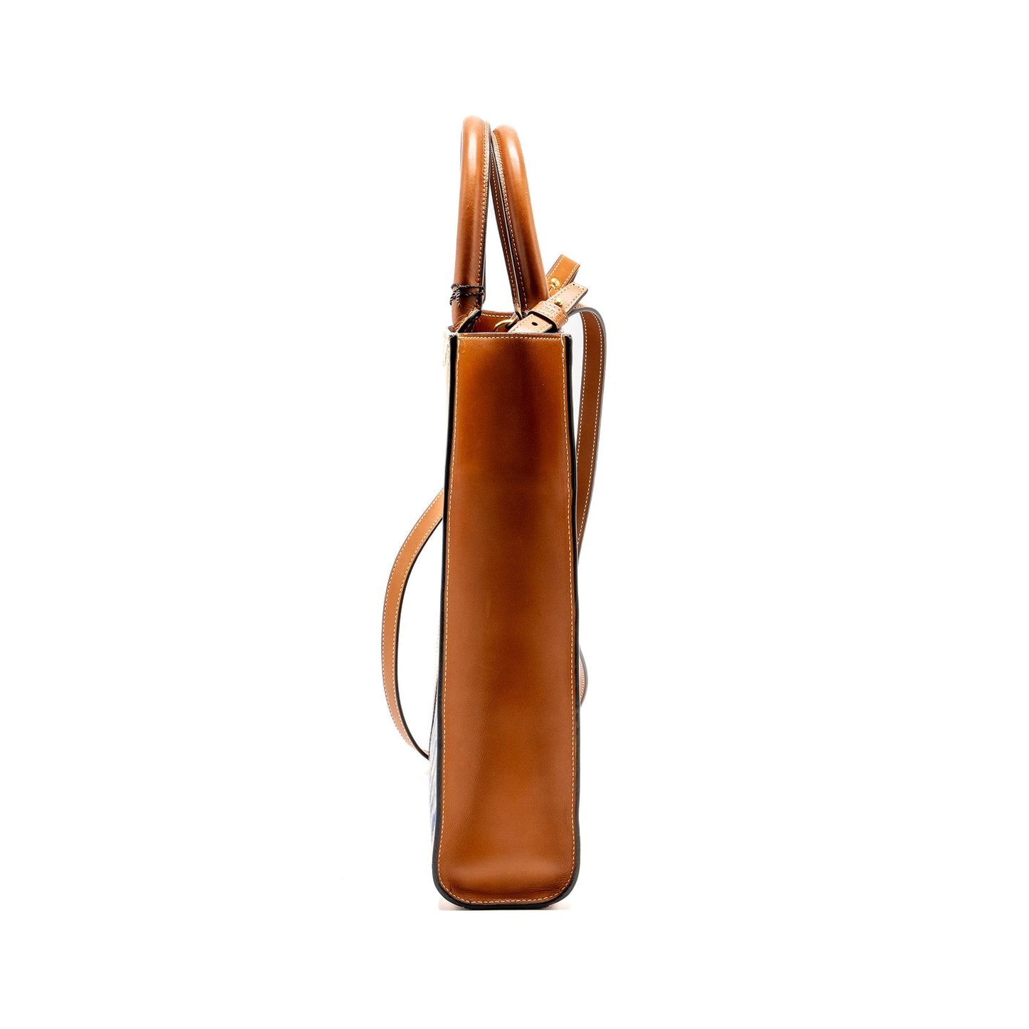 Luxury CELINE Vertical Cabas Tote in Triomphe Denim /Leather Navy/Tan