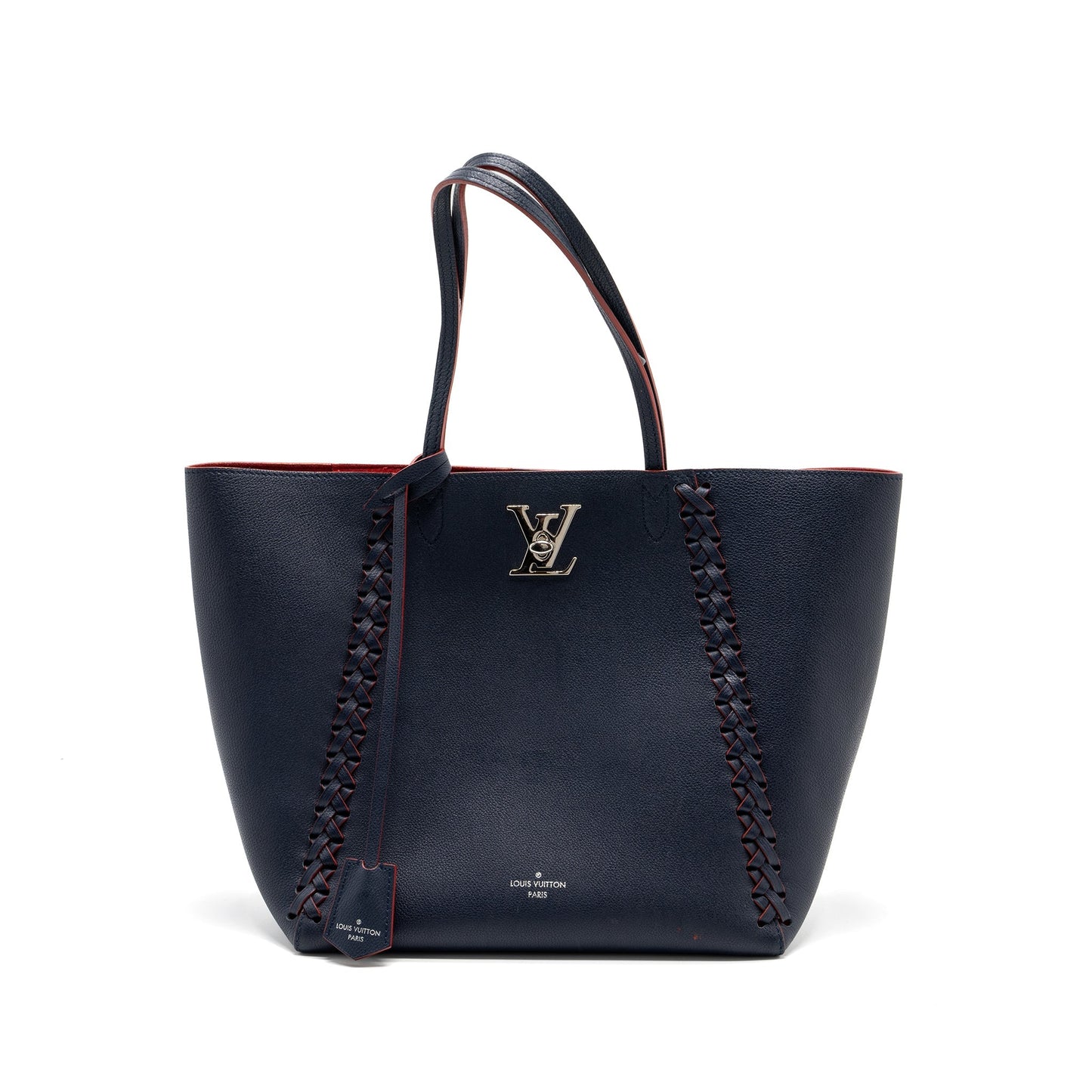 Louis Vuitton Lock Me Tote Bag Calfskin Navy SHW