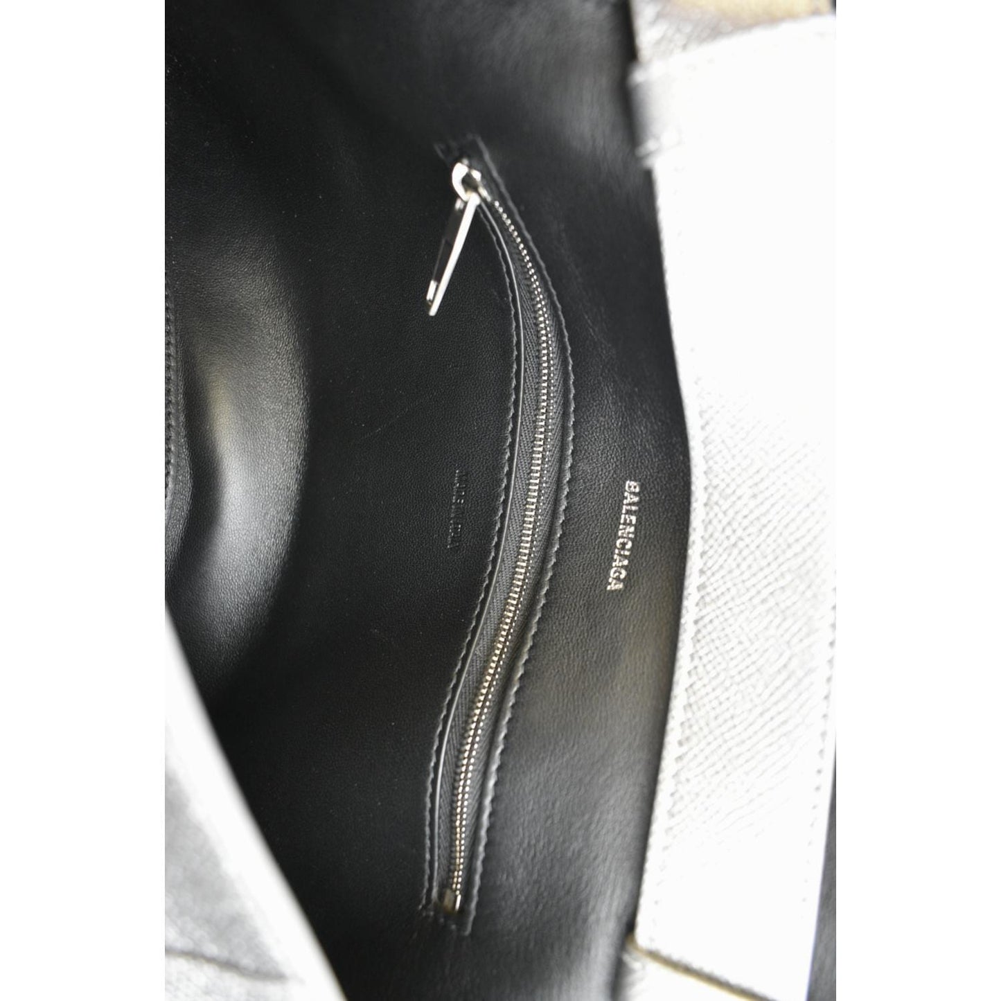 BALENCIAGA Treize Leather Shoulder Bag Metallic Silver