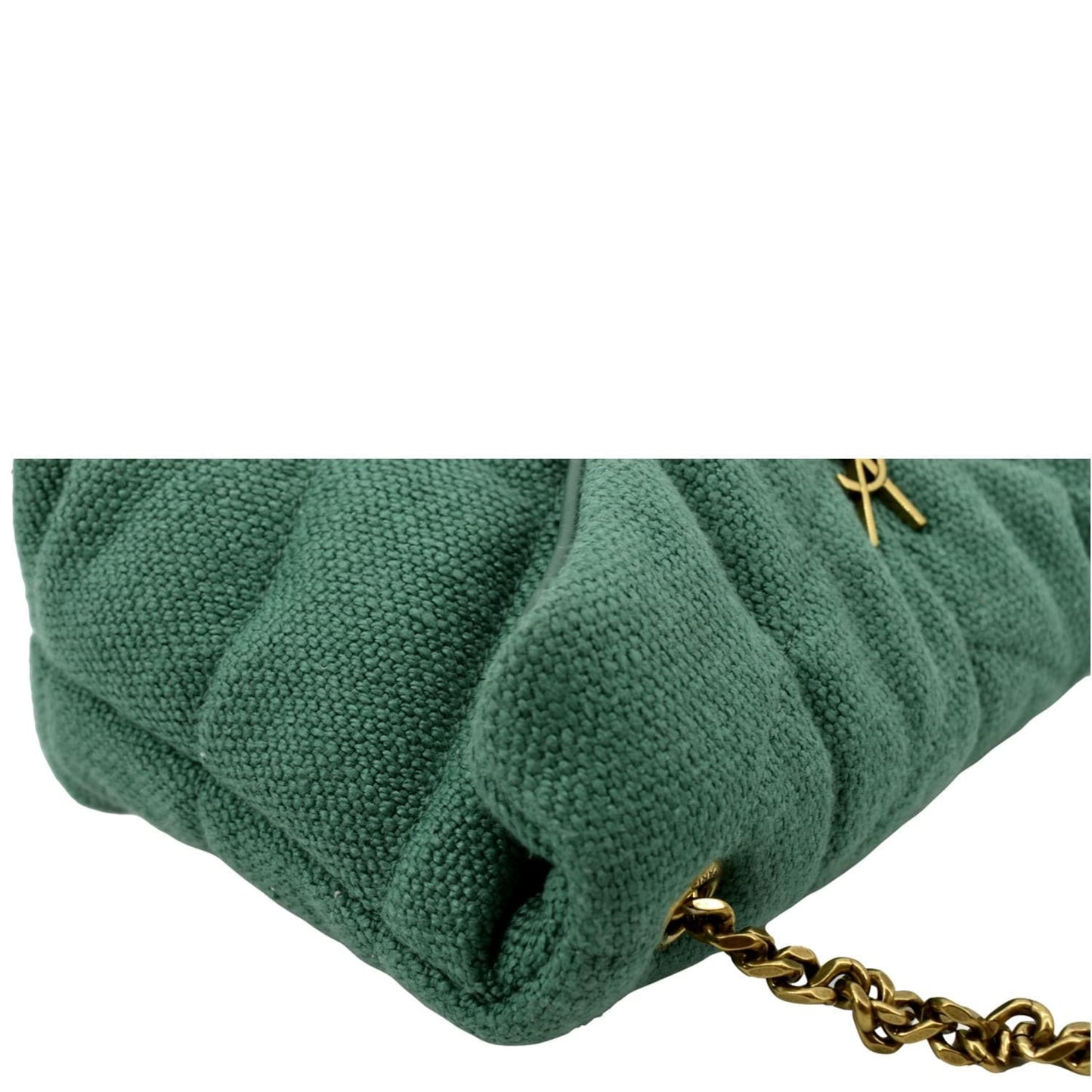 SAINT LAURENT Loulou Puffer Mini Quilted Canvas Crossbody Bag Light Green